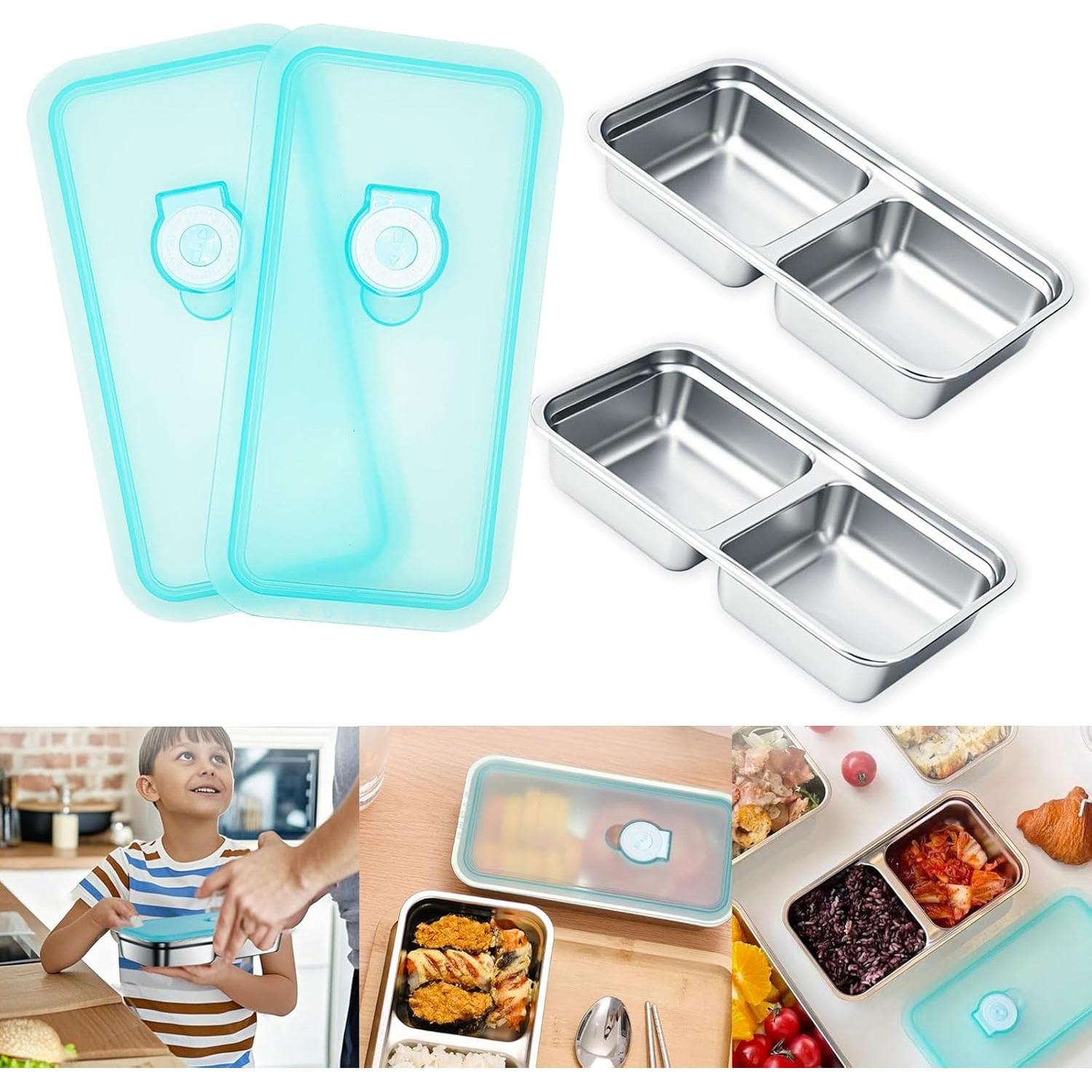 Contenedores de Snack Acero Inoxidable LMJAGJX 2pcs Doble Compartimento
