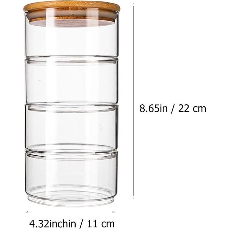 Tarros de Almacenamiento de Vidrio DOITOOL Apilables 4 Niveles