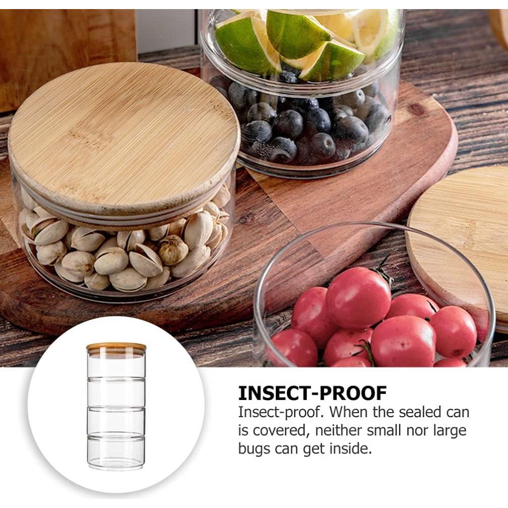 Tarros de Almacenamiento de Vidrio DOITOOL Apilables 4 Niveles