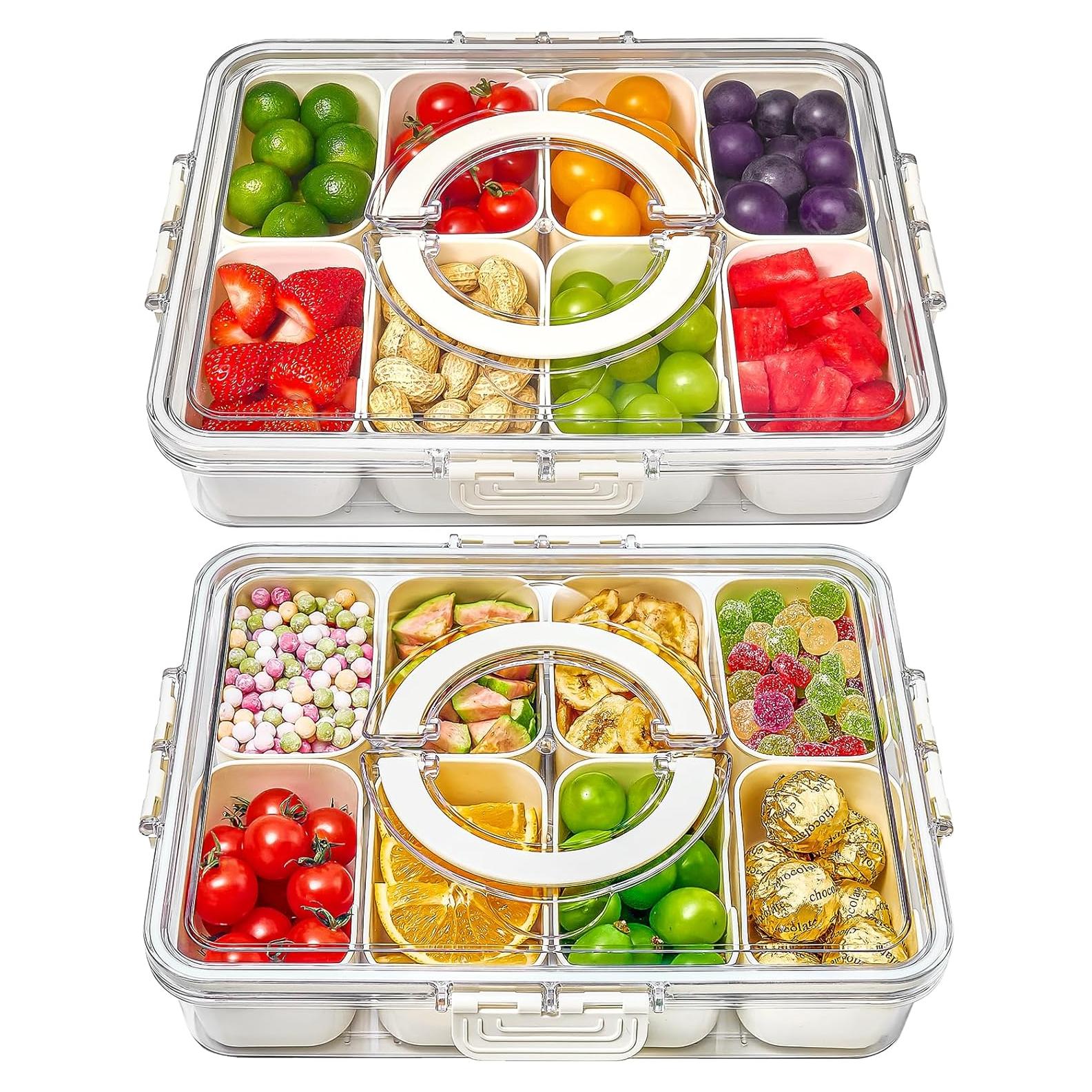 Contenedor Snackle Box Mfacoy 2 Pzs 8 Compartimentos 4.58L