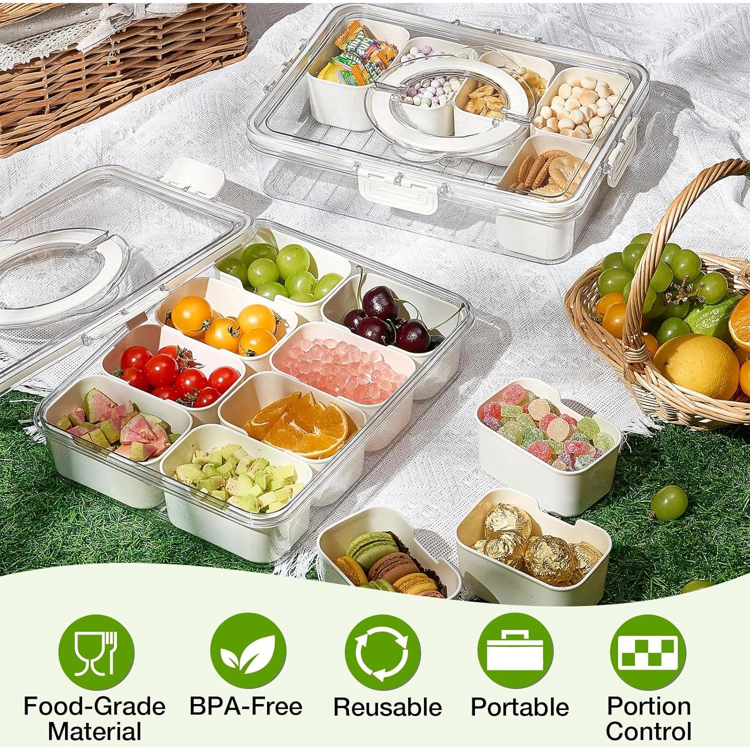 Contenedor Snackle Box Mfacoy 2 Pzs 8 Compartimentos 4.58L