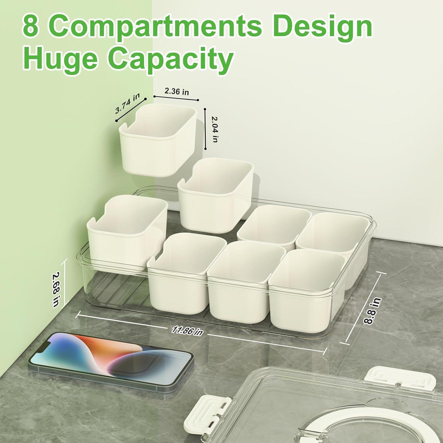 Contenedor Snackle Box Mfacoy 2 Pzs 8 Compartimentos 4.58L