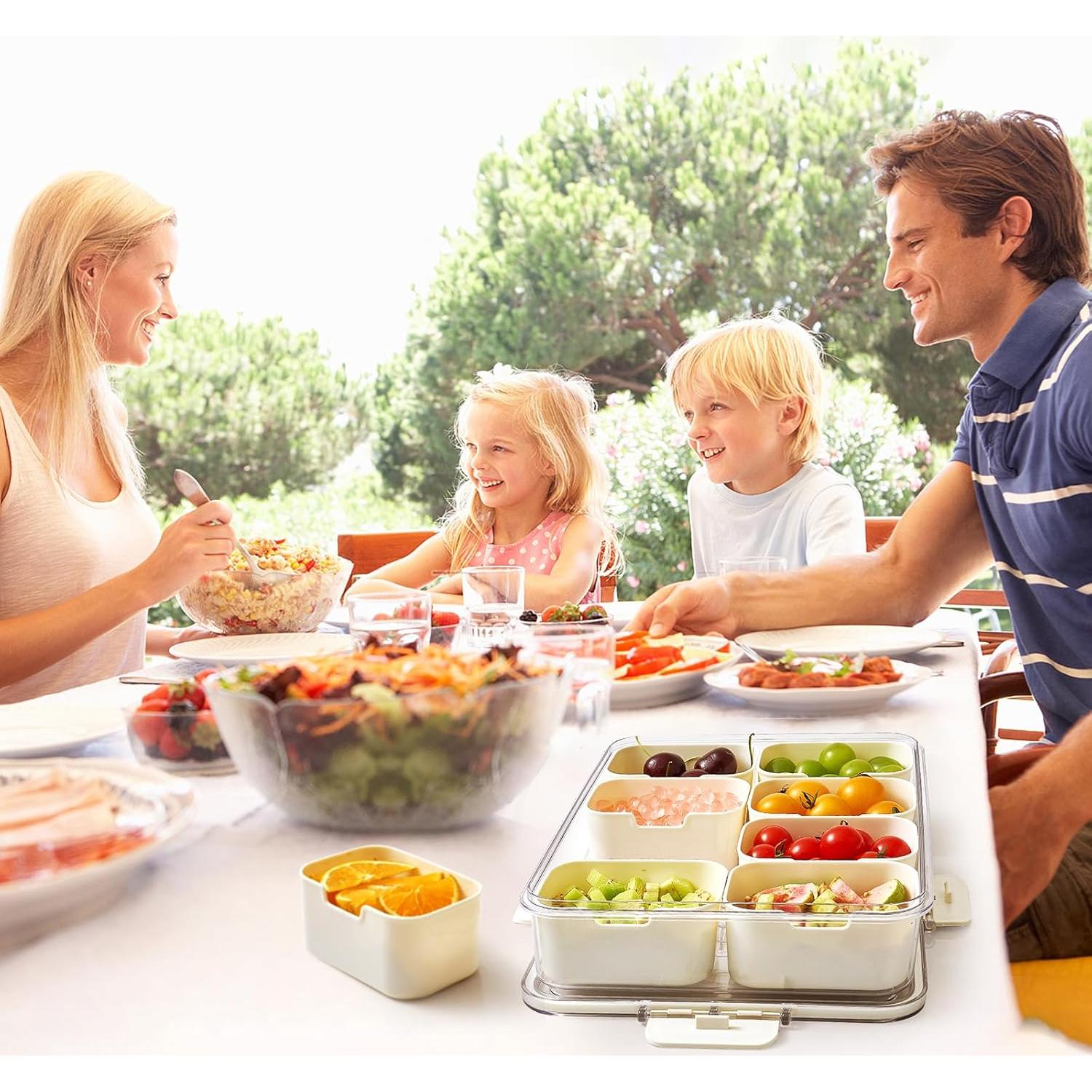 Contenedor Snackle Box Mfacoy 2 Pzs 8 Compartimentos 4.58L