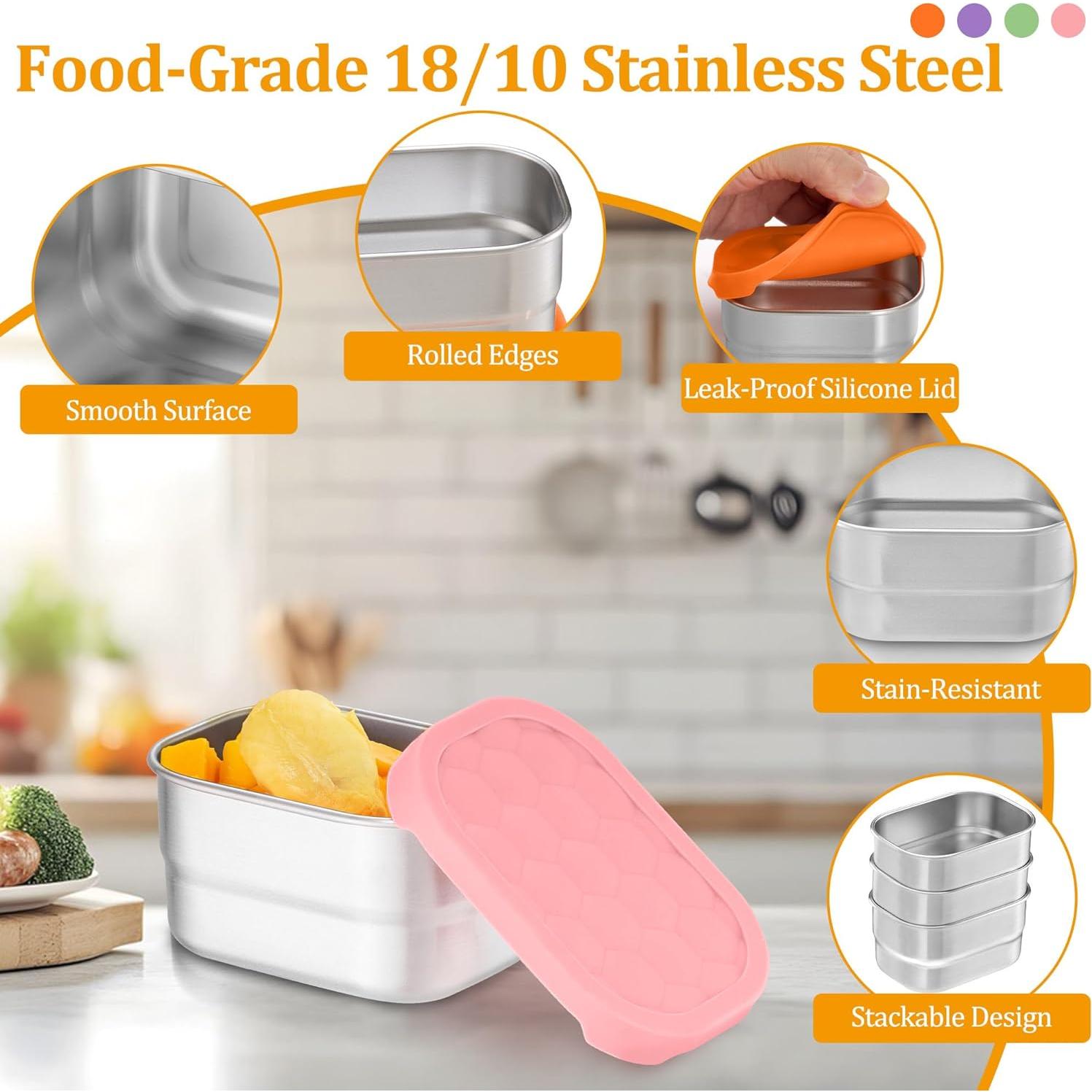 Contenedores de Acero Inoxidable E-far 8oz x 4 para Snacks