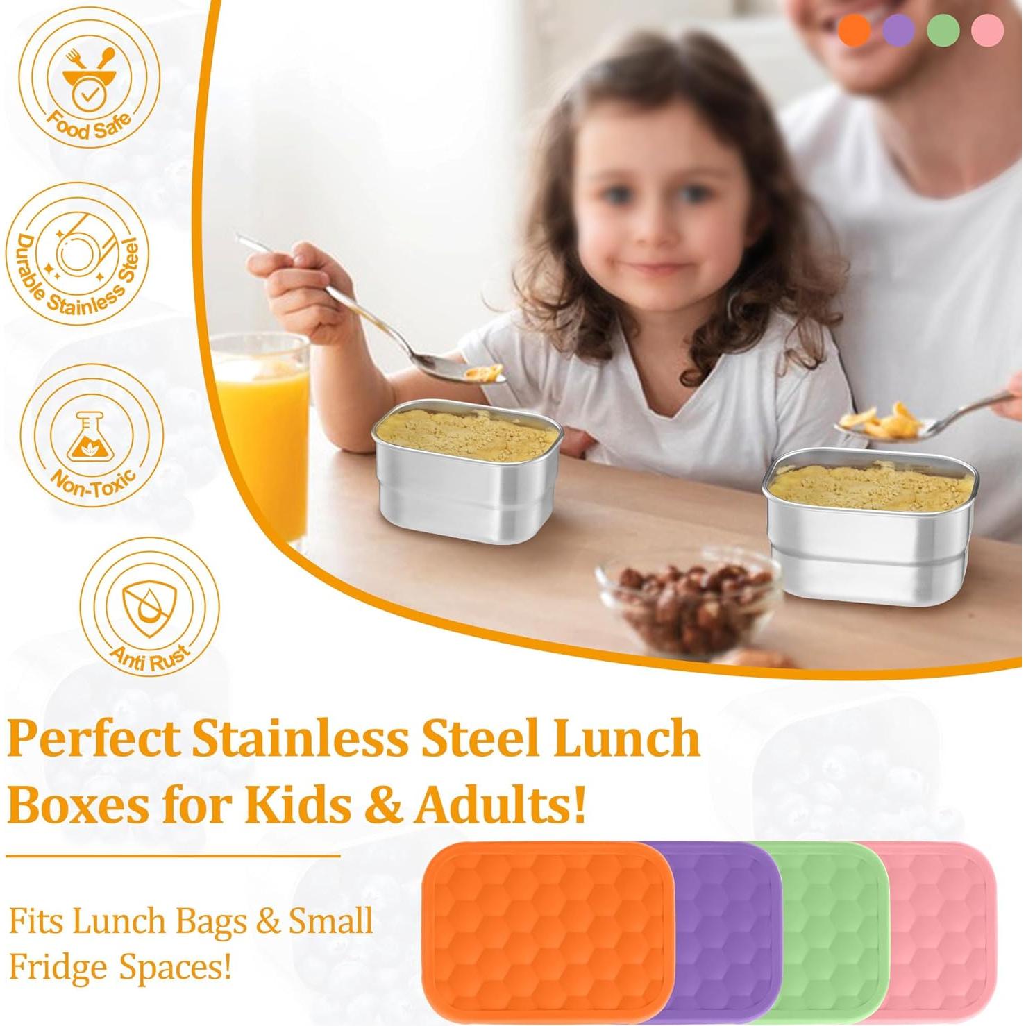 Contenedores de Acero Inoxidable E-far 8oz x 4 para Snacks