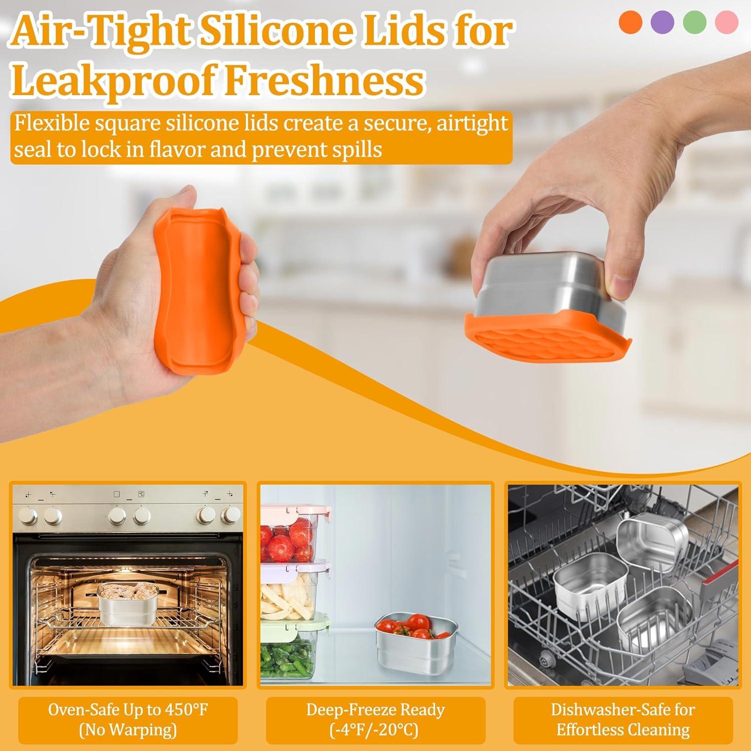 Contenedores de Acero Inoxidable E-far 8oz x 4 para Snacks