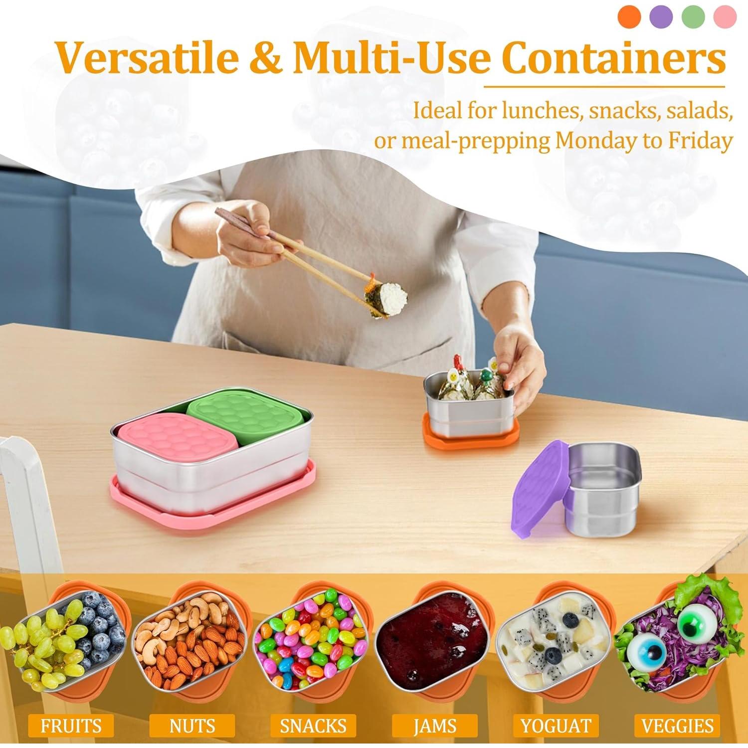 Contenedores de Acero Inoxidable E-far 8oz x 4 para Snacks