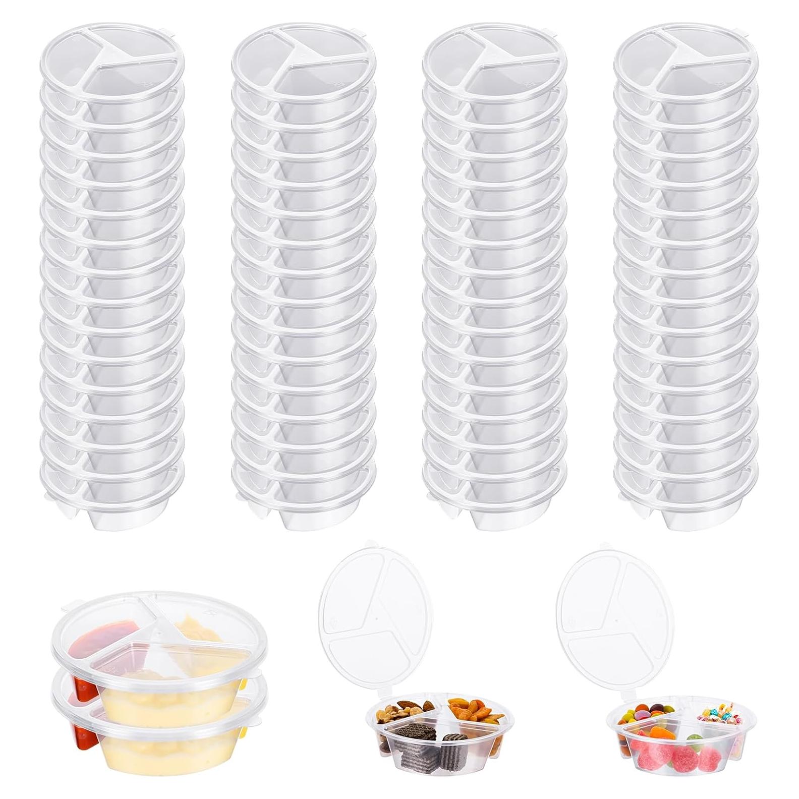 30 Contenedores Desechables BIEOFFEI para Snacks 3 Compartimentos