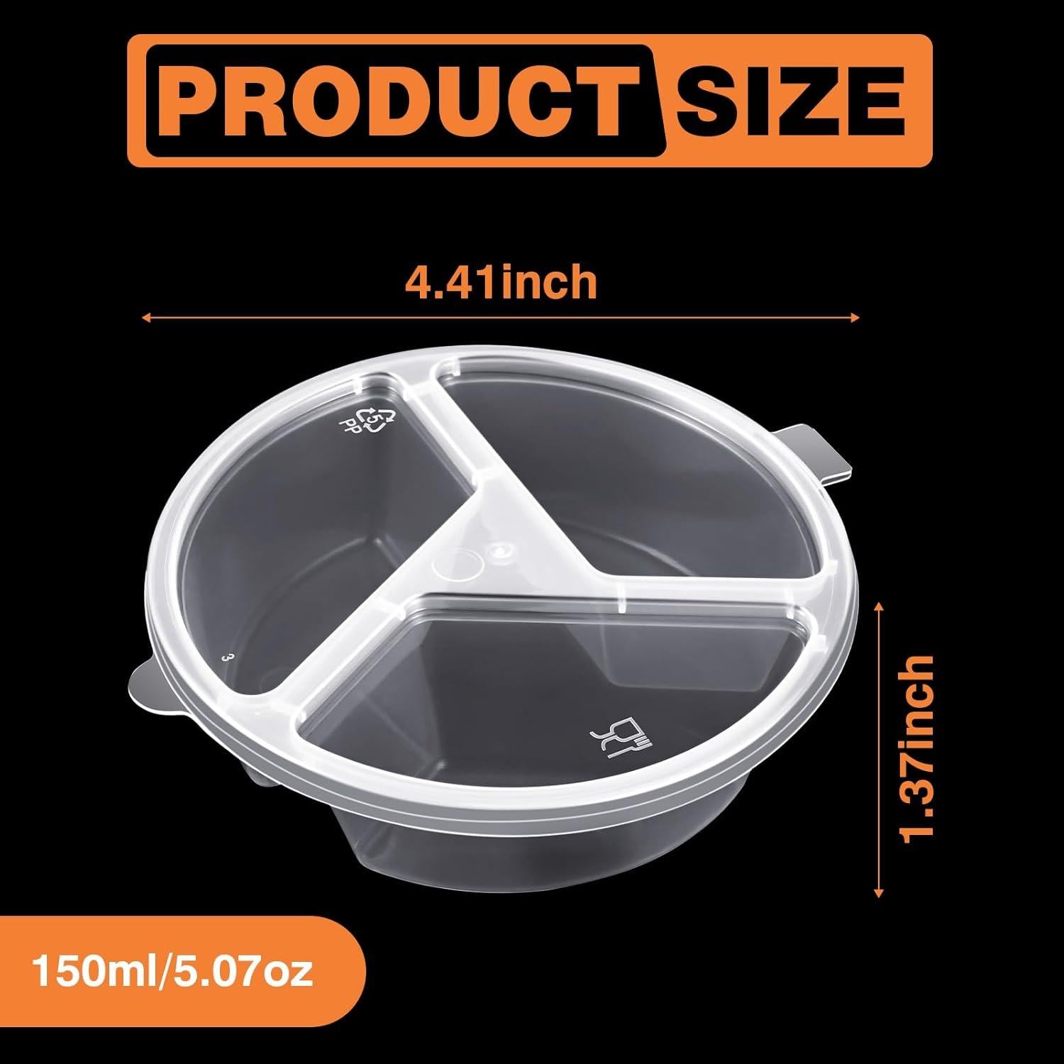 30 Contenedores Desechables BIEOFFEI para Snacks 3 Compartimentos