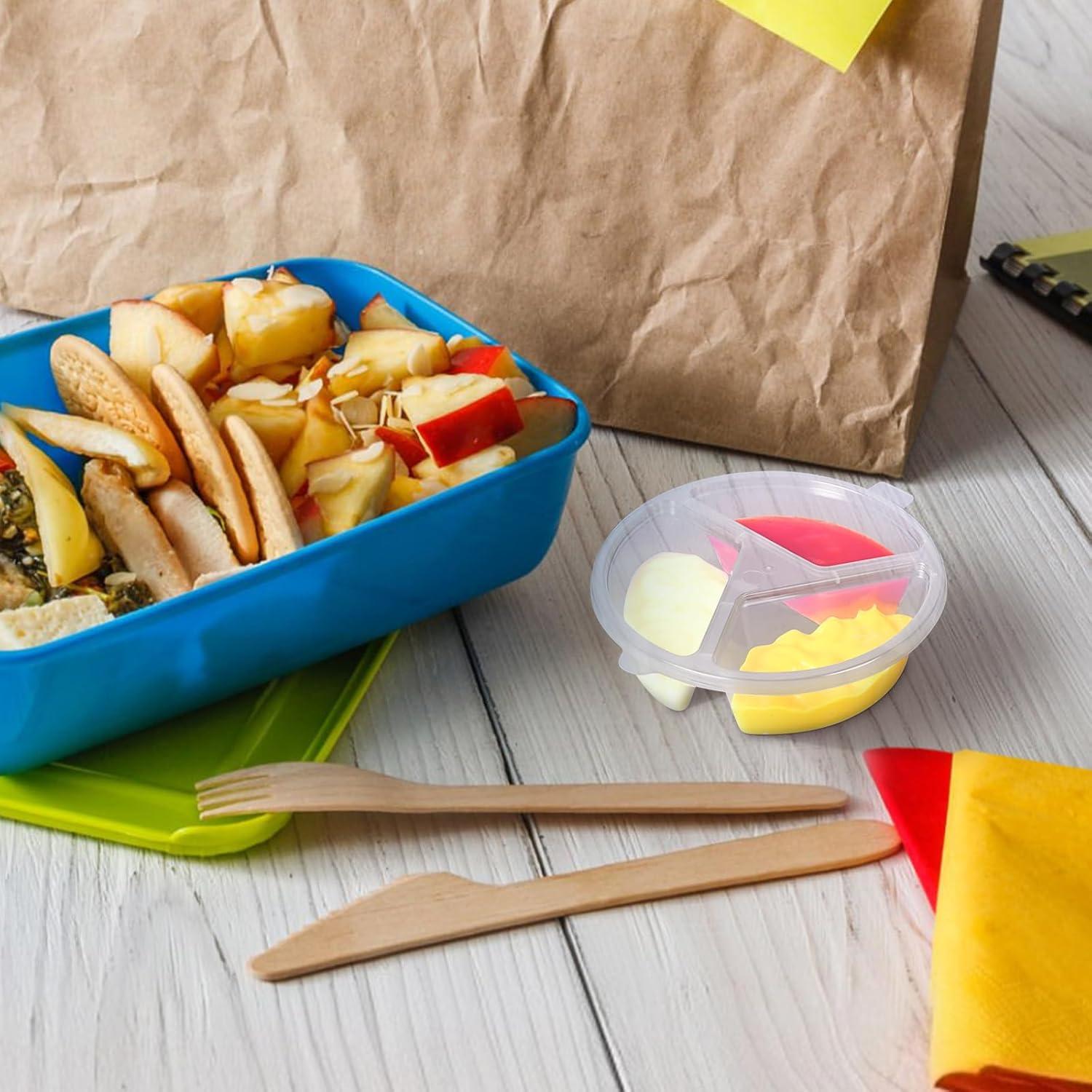 30 Contenedores Desechables BIEOFFEI para Snacks 3 Compartimentos