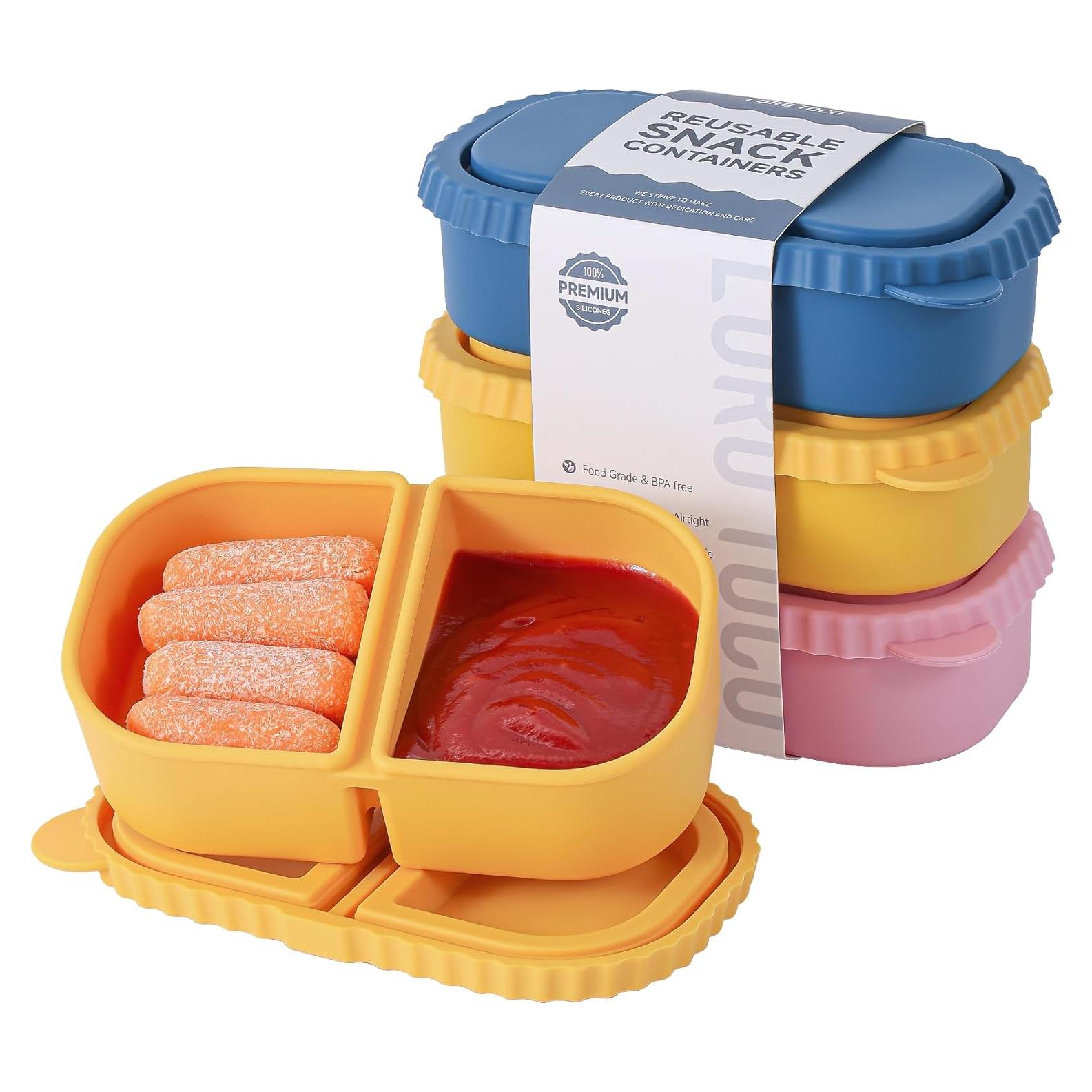 Paquete de 3 Contenedores de Silicona LOROTOCO 8 oz Doble Compartimento