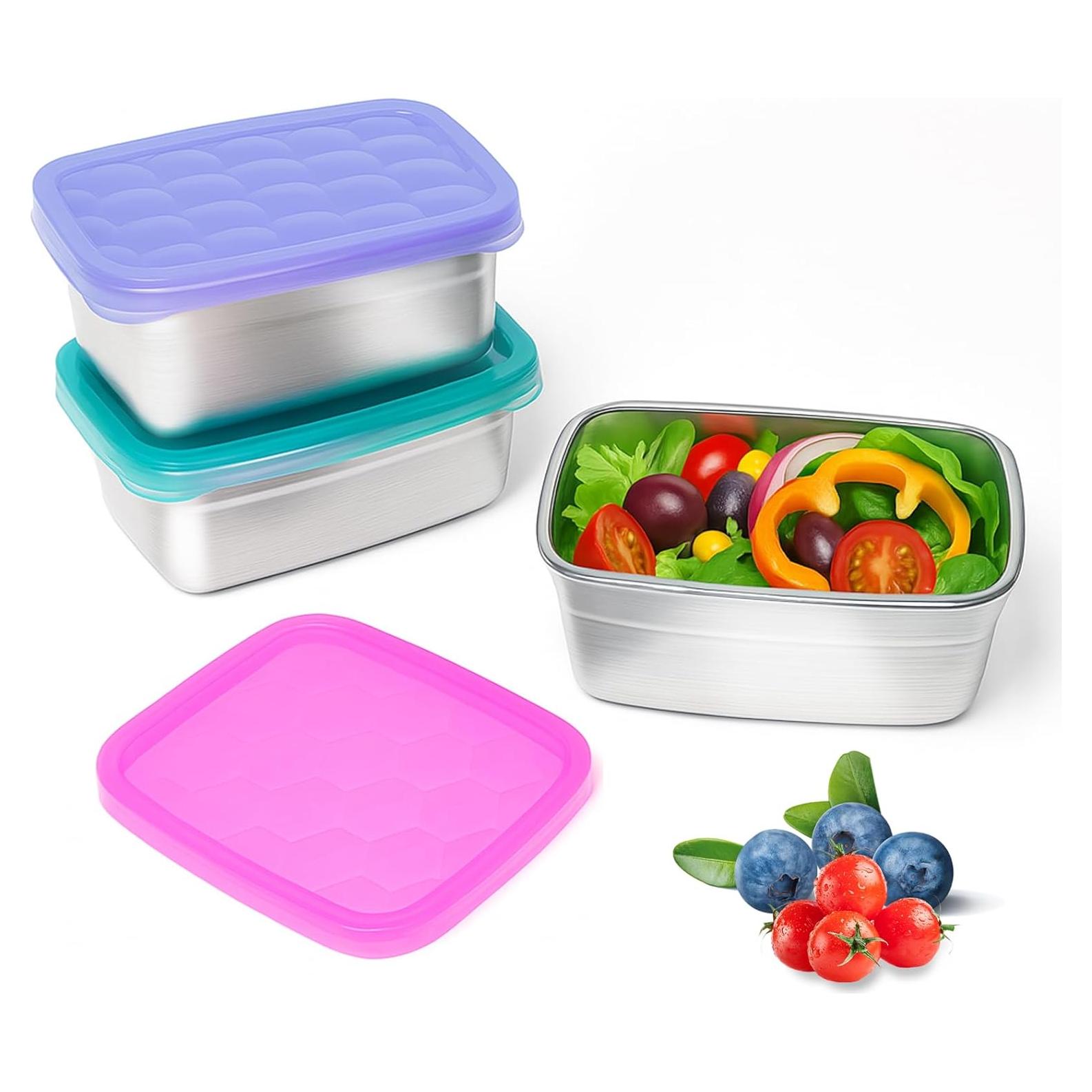 Paquete de 3 Contenedores de Snack Acero Inoxidable Tanjiae 550ml