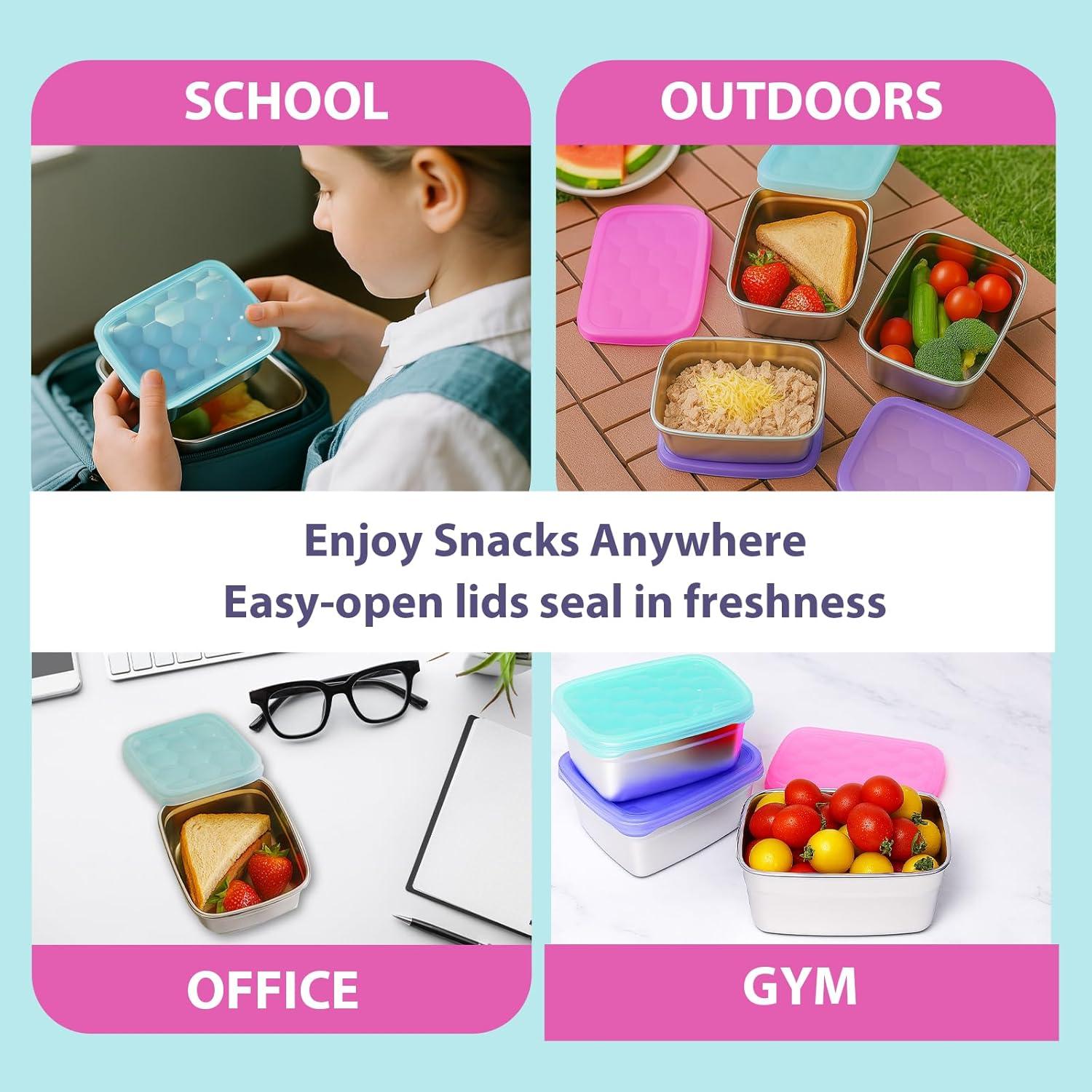 Paquete de 3 Contenedores de Snack Acero Inoxidable Tanjiae 550ml