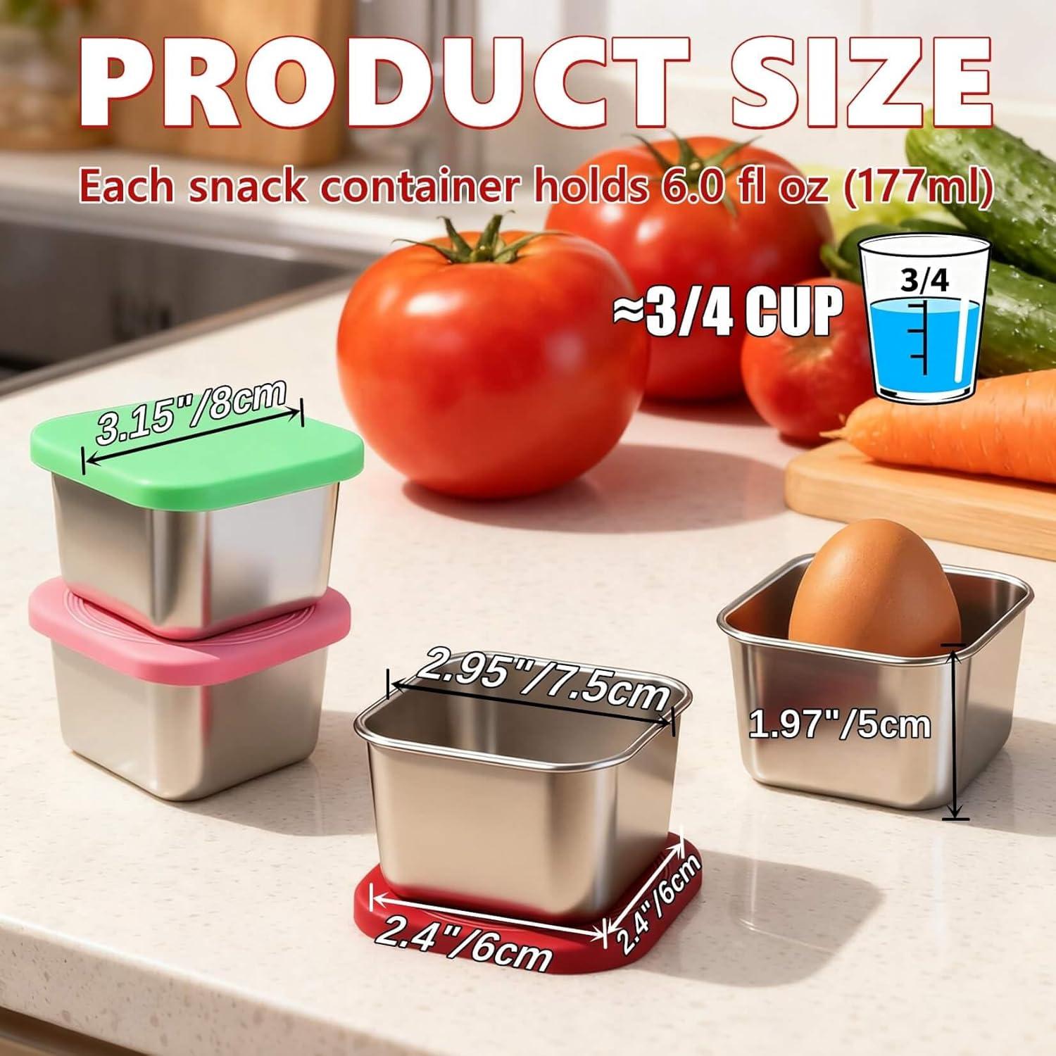 Contenedores de Aperitivos de Acero Inoxidable 6 Pack 180ml