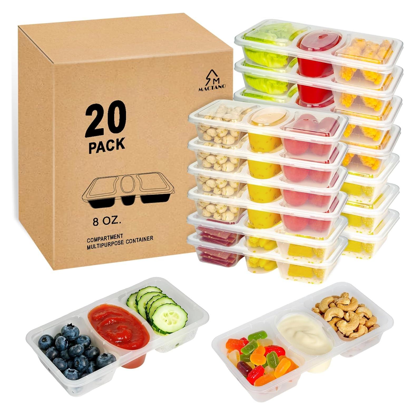 Contenedores Reutilizables MACTANO 20 Juegos 3 Compartimentos 8 oz