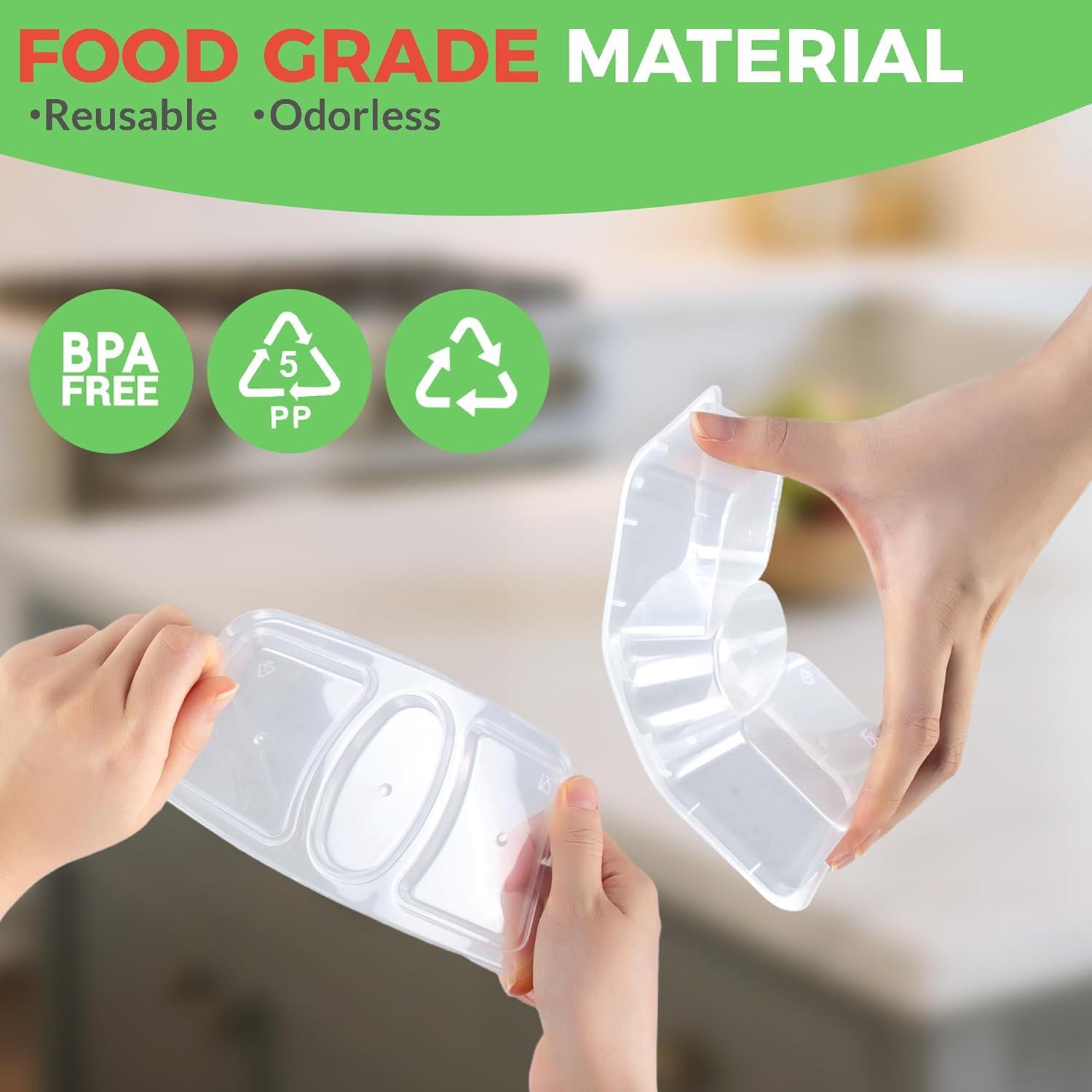 Contenedores Reutilizables MACTANO 20 Juegos 3 Compartimentos 8 oz