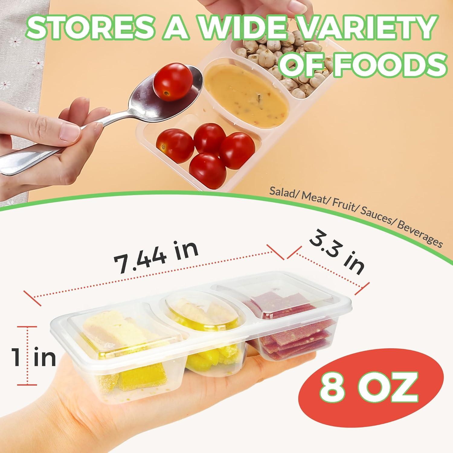 Contenedores Reutilizables MACTANO 20 Juegos 3 Compartimentos 8 oz