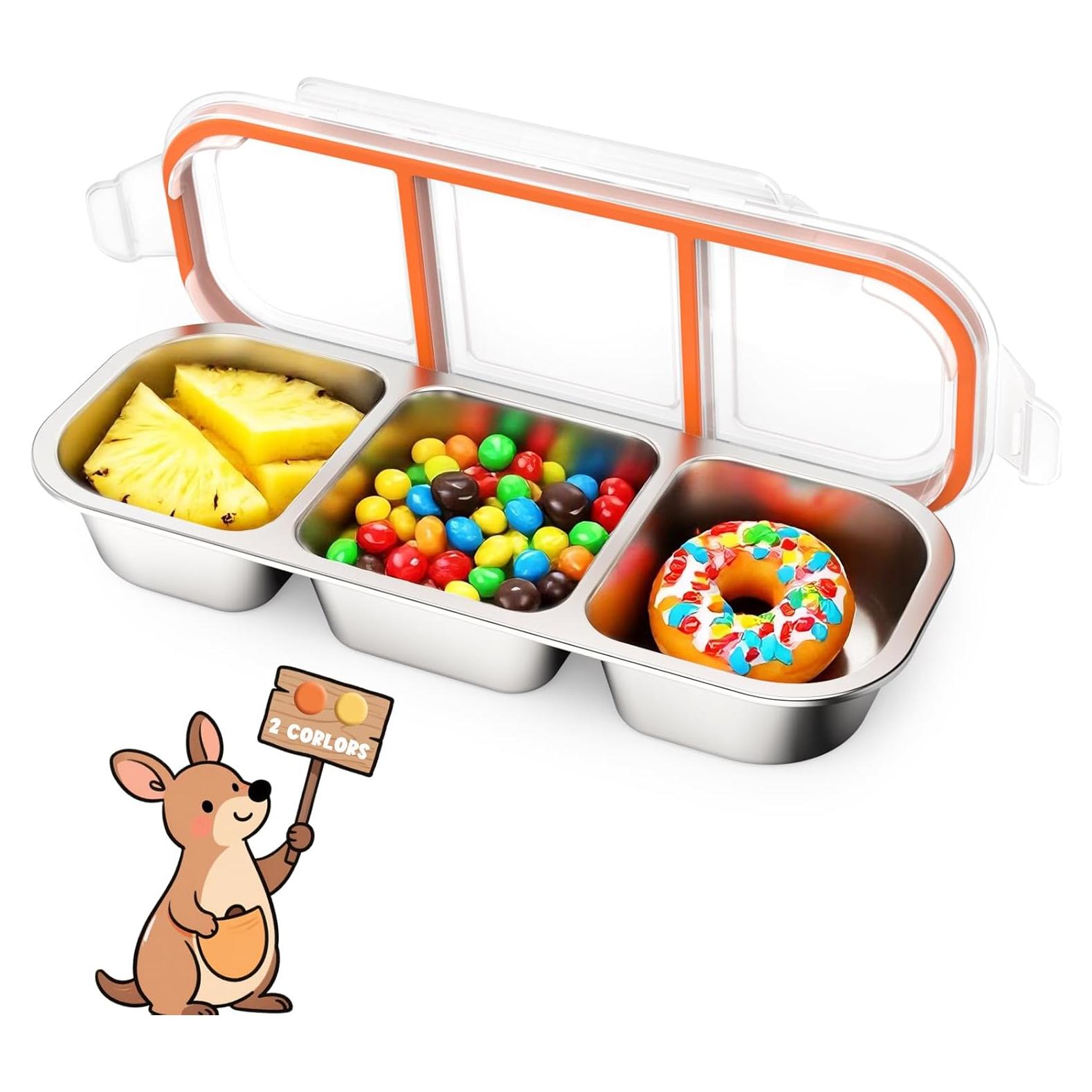 Contenedor Snackle Box LZC de Acero Inoxidable 3 Compartimentos