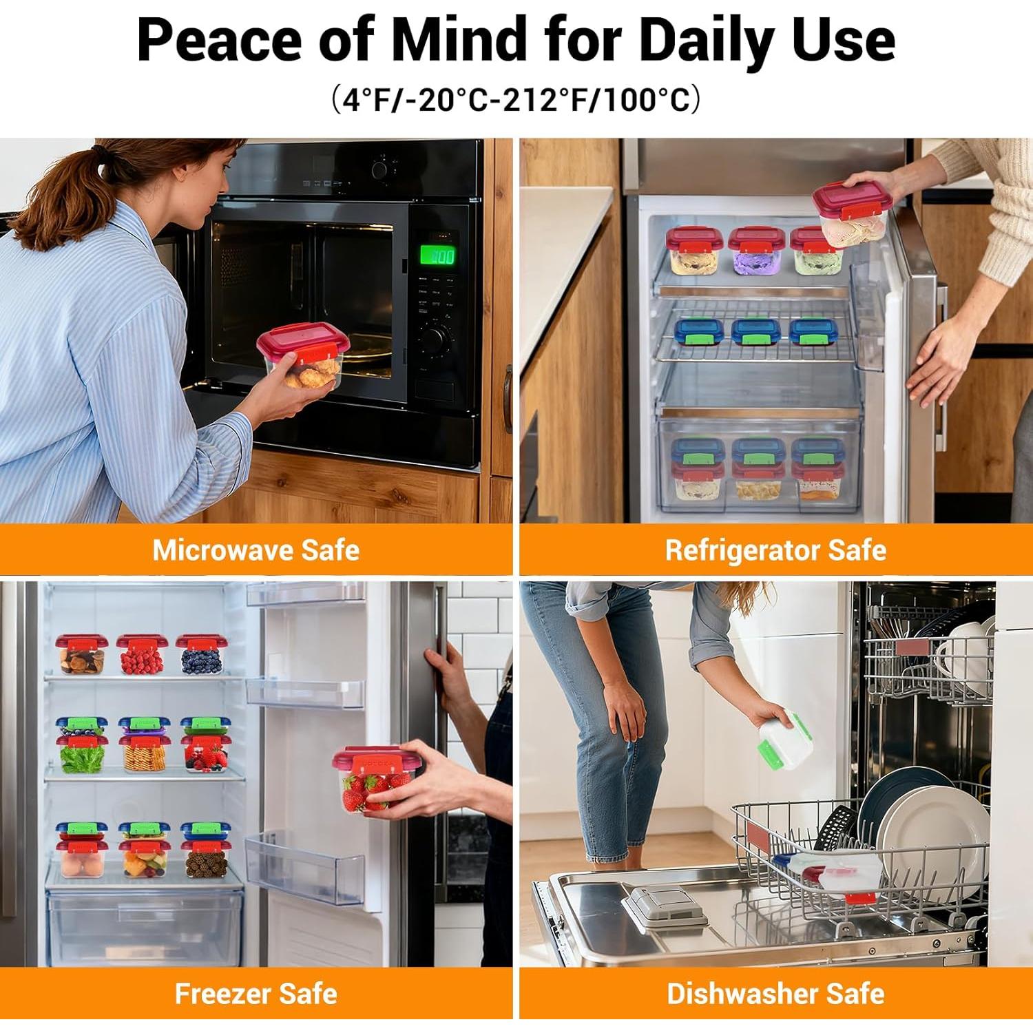 Contenedores de Almacenamiento de Alimentos YI WU 4 Piezas 355ml 148ml