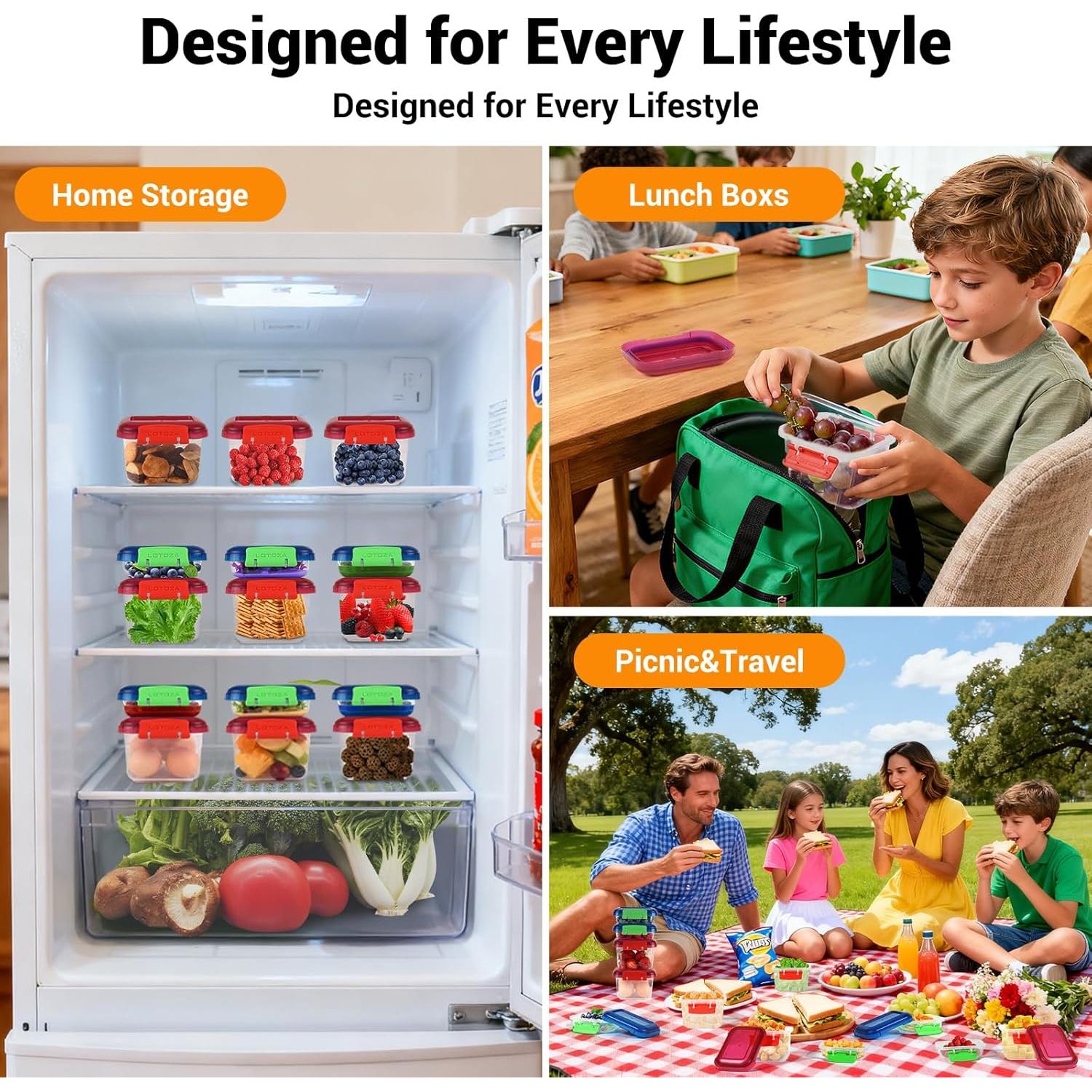 Contenedores de Almacenamiento de Alimentos YI WU 4 Piezas 355ml 148ml