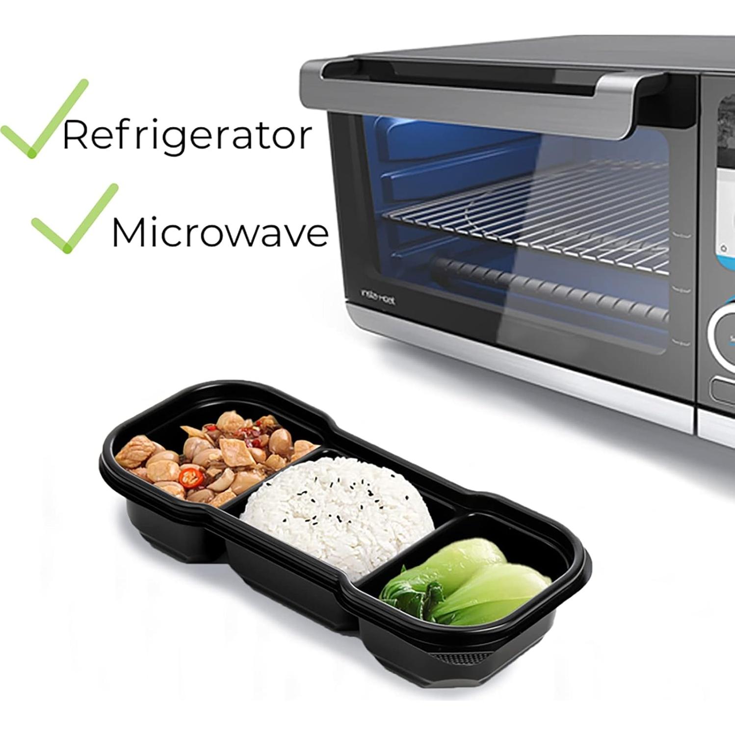 Contenedores de Comida Hiceeden 50 Piezas 473ml 3 Compartimentos