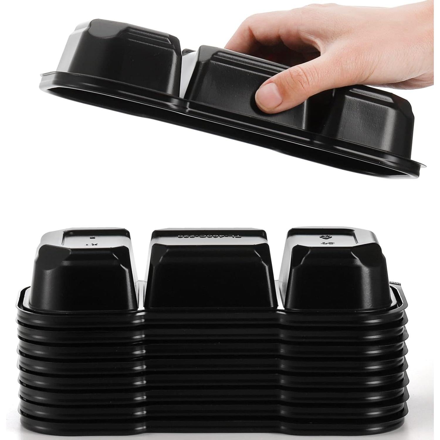 Contenedores de Comida Hiceeden 50 Piezas 473ml 3 Compartimentos