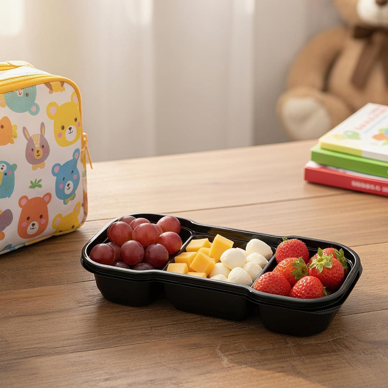 Contenedores de Comida Hiceeden 50 Piezas 473ml 3 Compartimentos