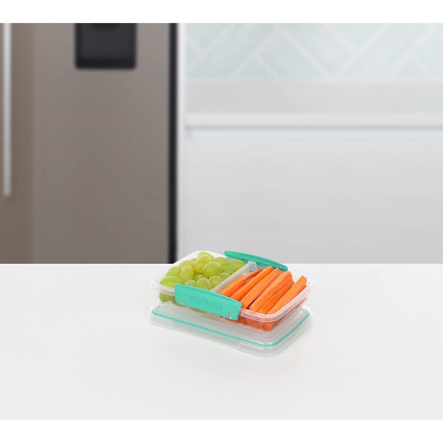 Contenedor de Snacks Dividido Sistema 0.35L Rectangular