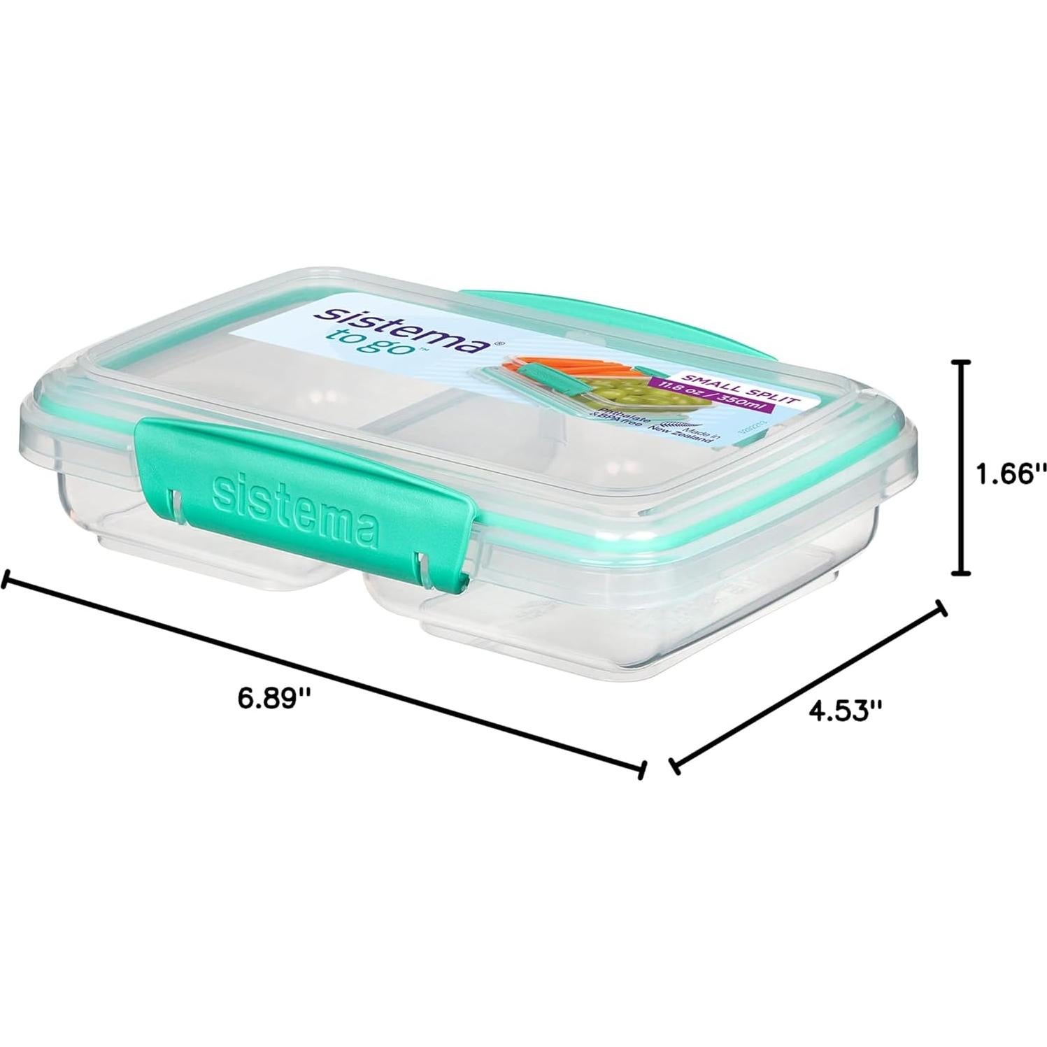 Contenedor de Snacks Dividido Sistema 0.35L Rectangular