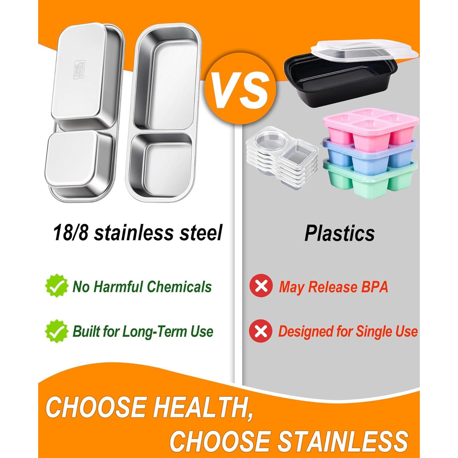 Contenedor de Aperitivos KTKUDY Acero Inoxidable 2 Compartimentos