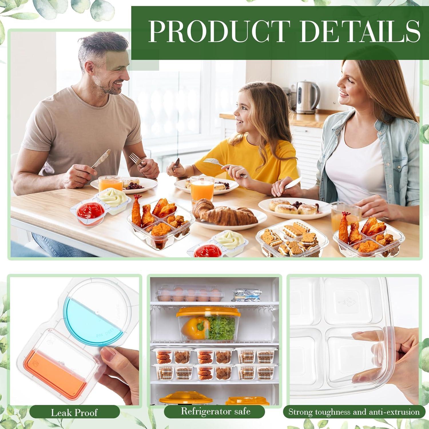 30 Envases de Comida y Condimentos Blushtier 4 Compartimentos