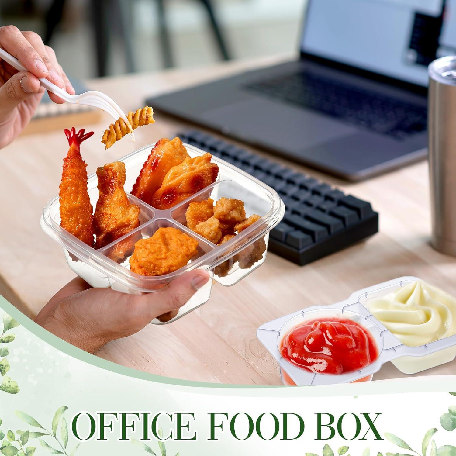 30 Envases de Comida y Condimentos Blushtier 4 Compartimentos