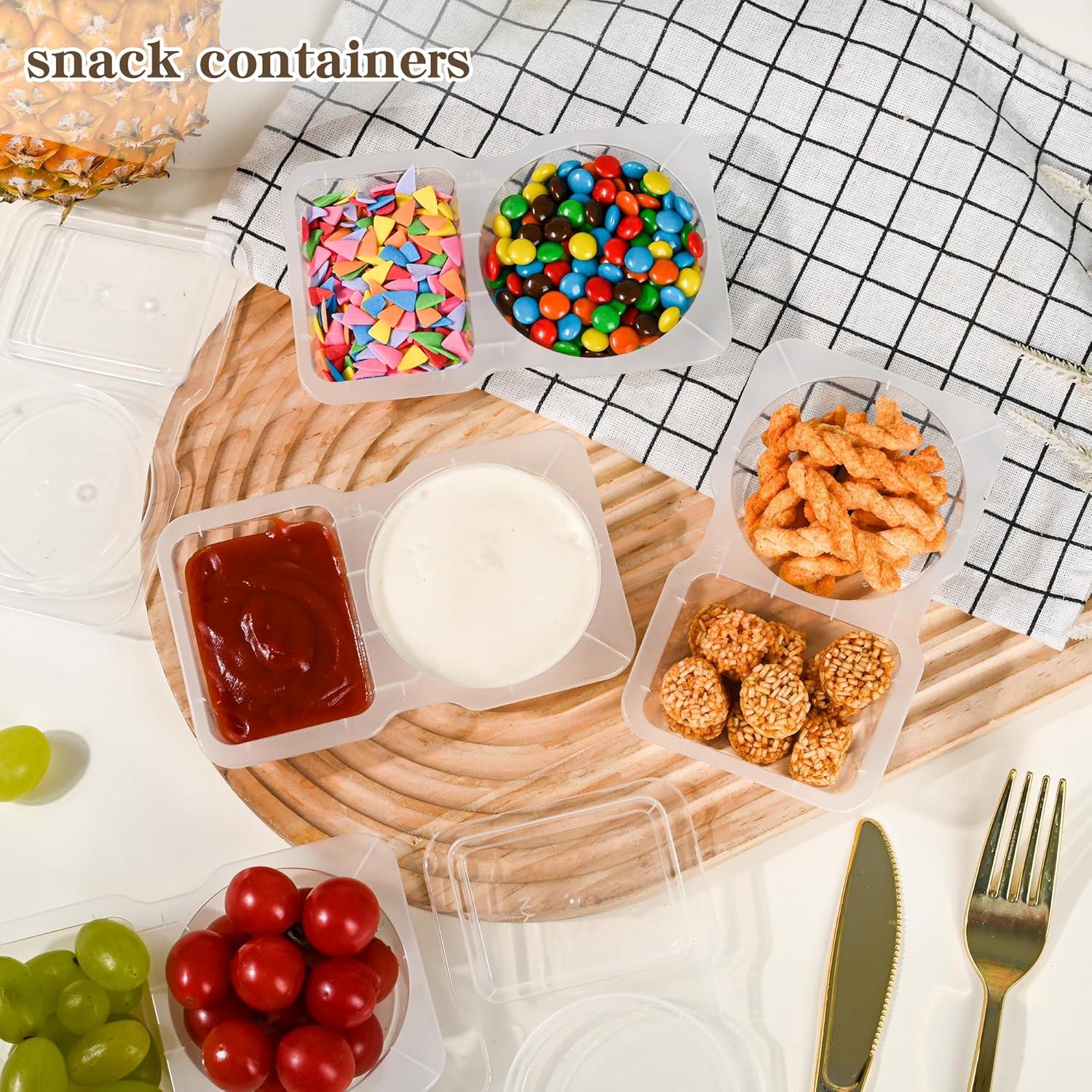 20 Contenedores de Snack Reutilizables Ajoblancon 14x8.5cm