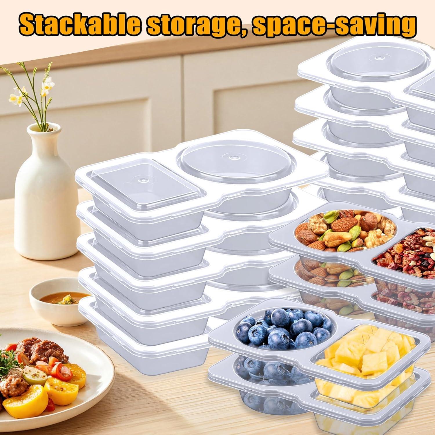 Paquete de 20 Contenedores Reutilizables Prdingfy Doble Compartimento