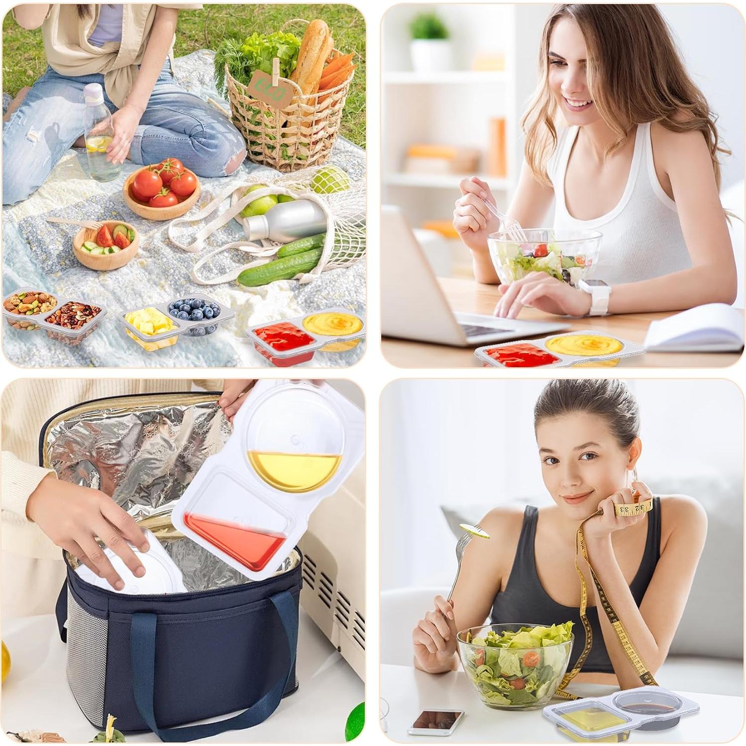 Paquete de 20 Contenedores Reutilizables Prdingfy Doble Compartimento