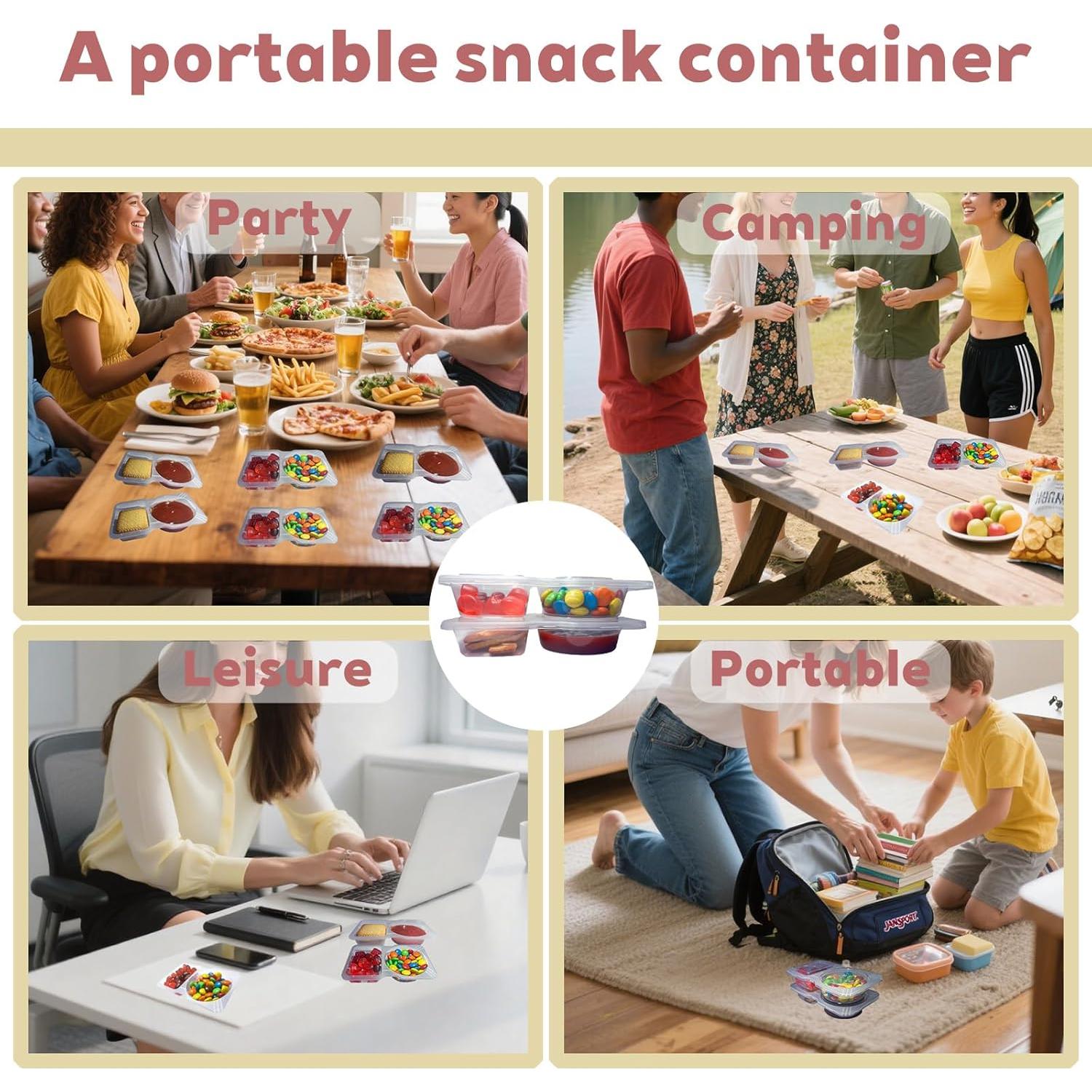 20 Contenedores Reutilizables HYDMY 2 Compartimentos A Prueba de Fugas