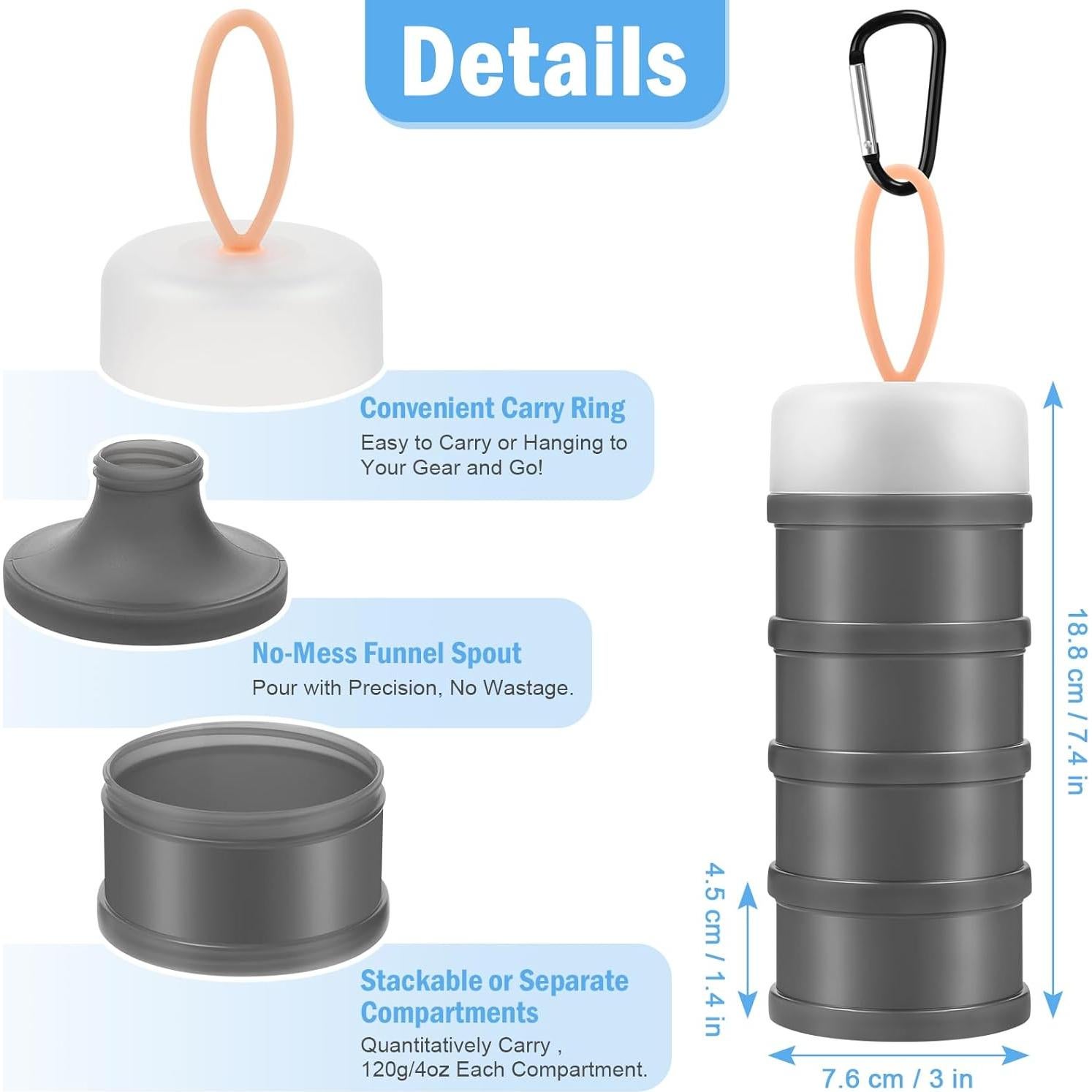Contenedor de Polvo de Proteína Accmor 2 Pcs 4 Compartimentos