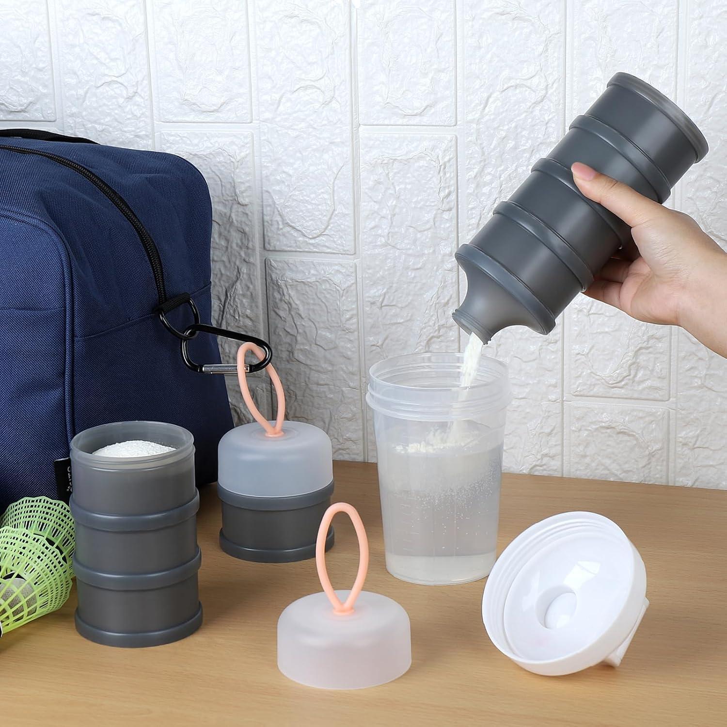 Contenedor de Polvo de Proteína Accmor 2 Pcs 4 Compartimentos