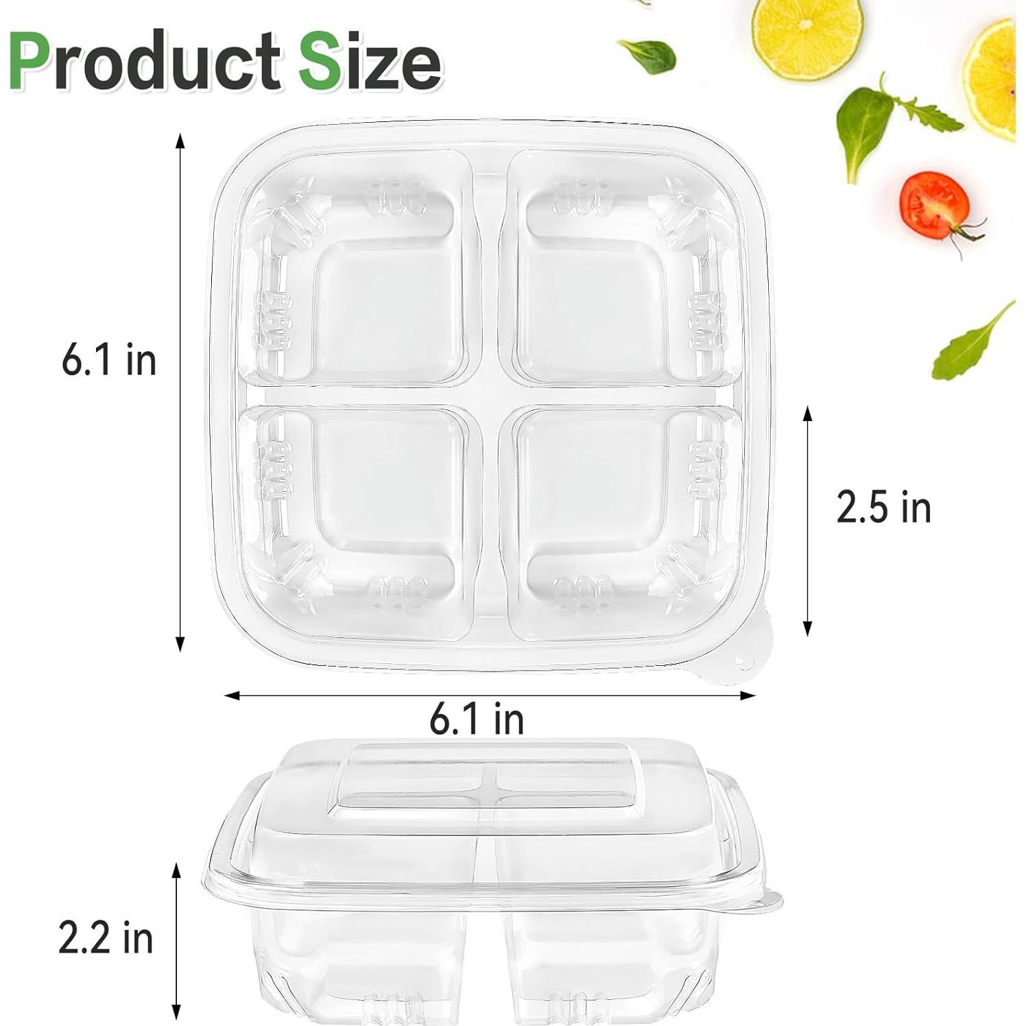 30 Contenedores de Snack Bento Soelomu 4 Compartimentos 15.5cm