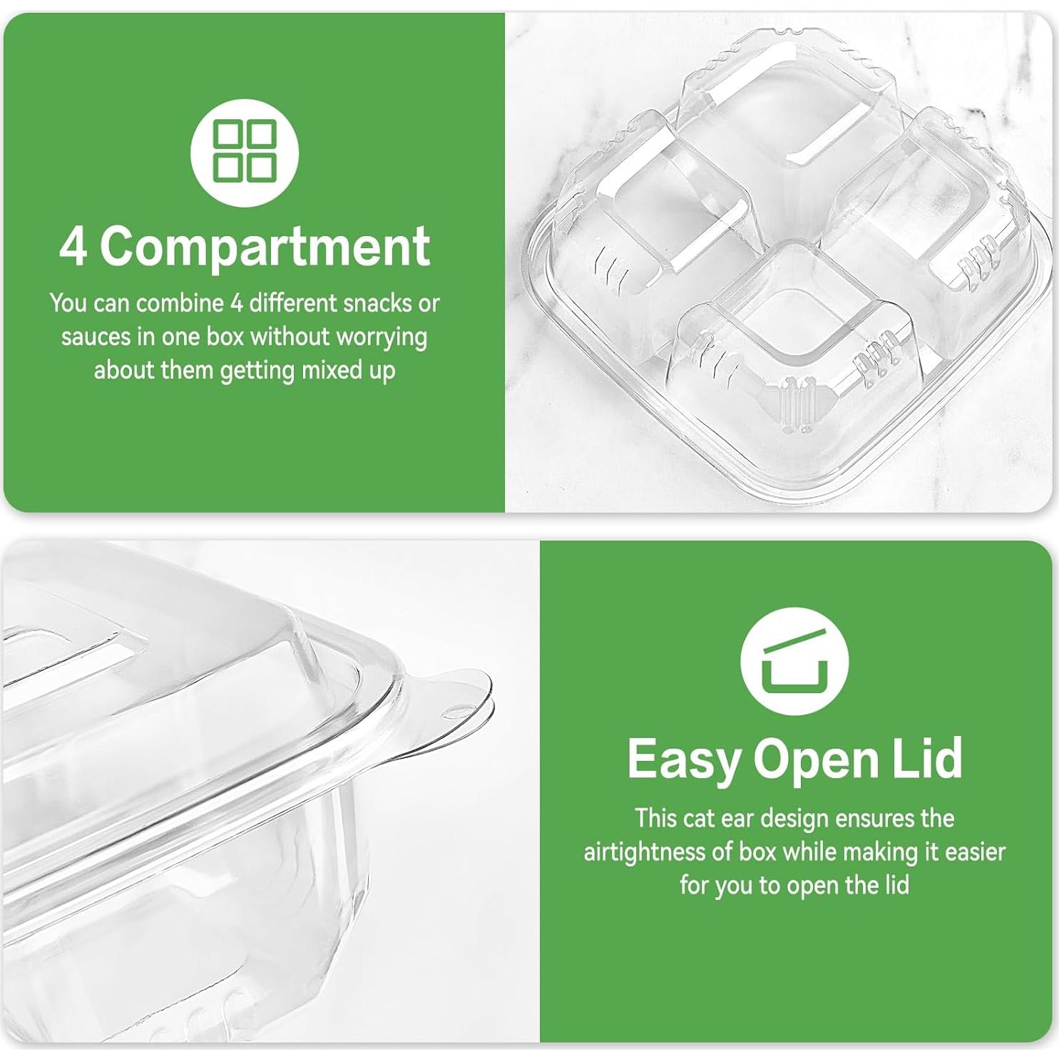 30 Contenedores de Snack Bento Soelomu 4 Compartimentos 15.5cm