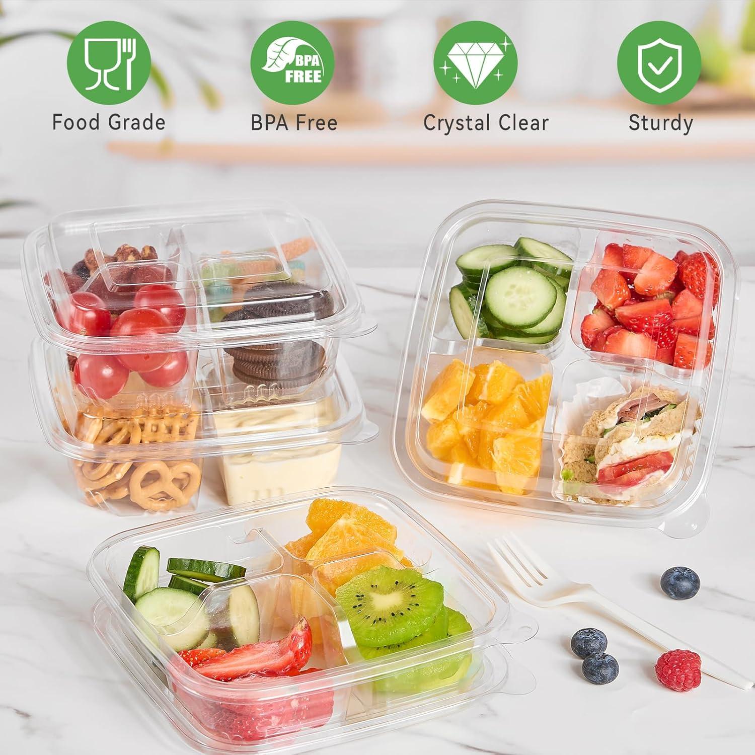 30 Contenedores de Snack Bento Soelomu 4 Compartimentos 15.5cm