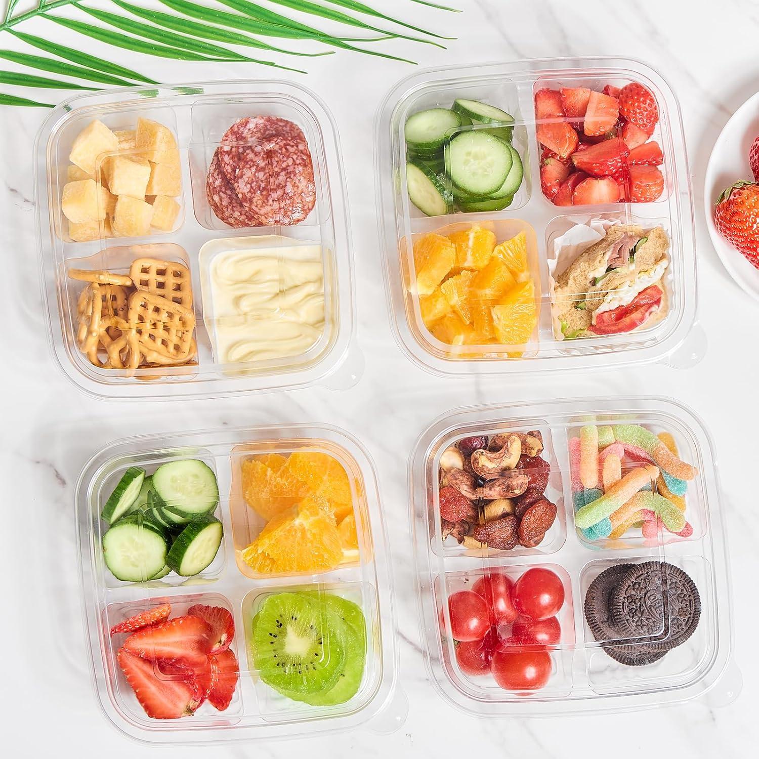 30 Contenedores de Snack Bento Soelomu 4 Compartimentos 15.5cm