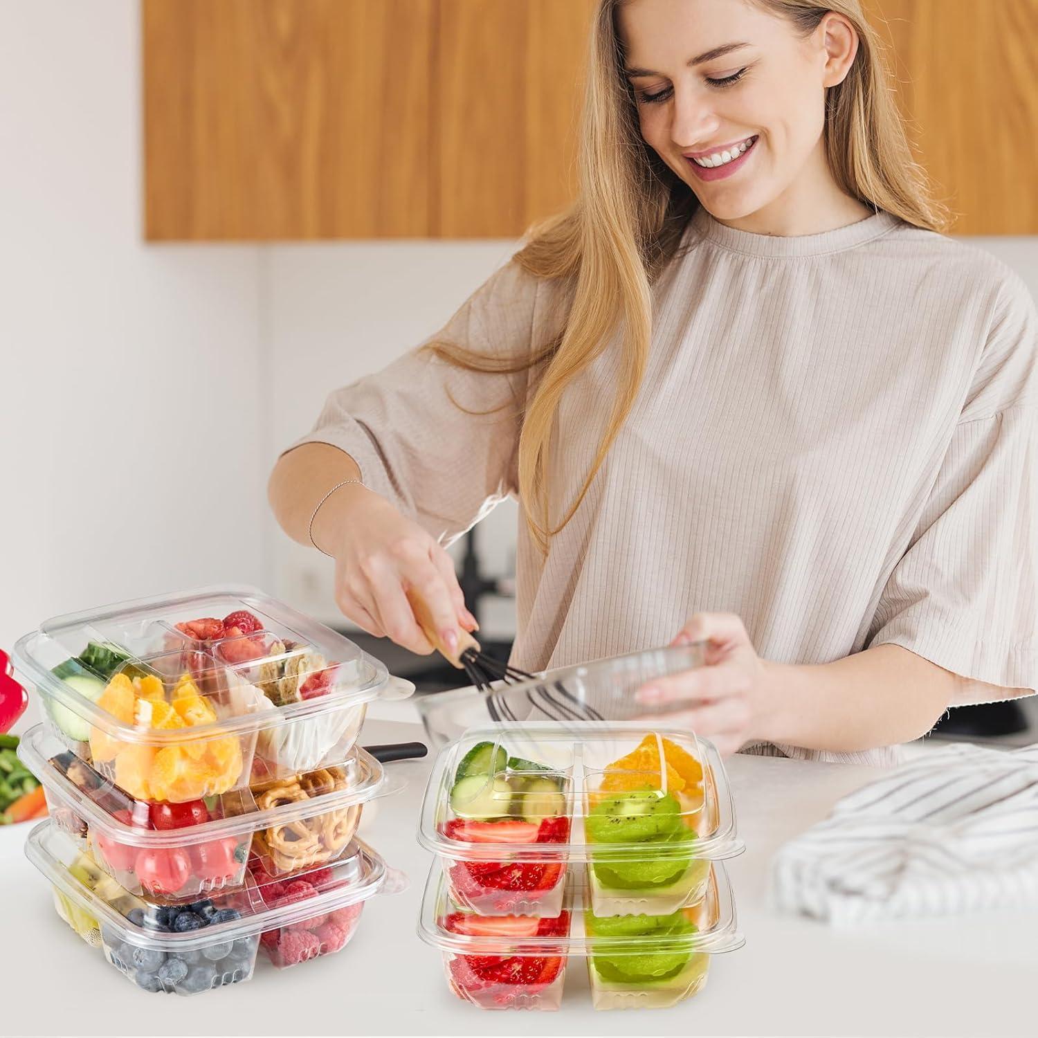 30 Contenedores de Snack Bento Soelomu 4 Compartimentos 15.5cm