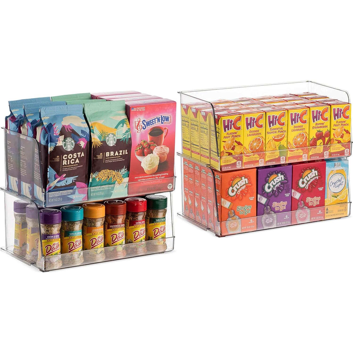 Juego de 4 Cestas Organizadoras Apilables de Plástico para Alimentos