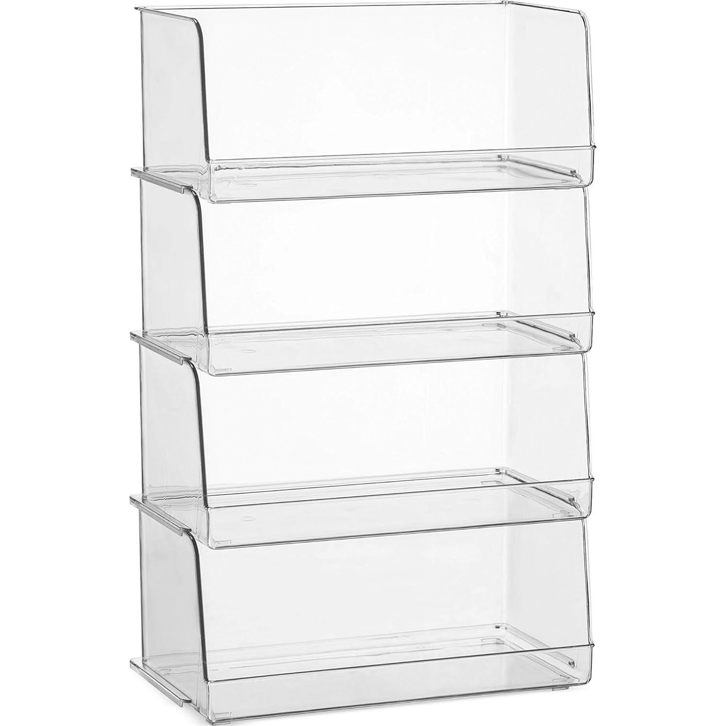 Juego de 4 Cestas Organizadoras Apilables de Plástico para Alimentos