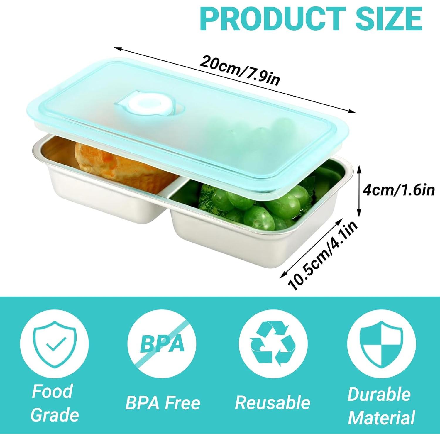 Contenedores de Snack Hodvya 2pcs Acero Inoxidable Doble Compartimento