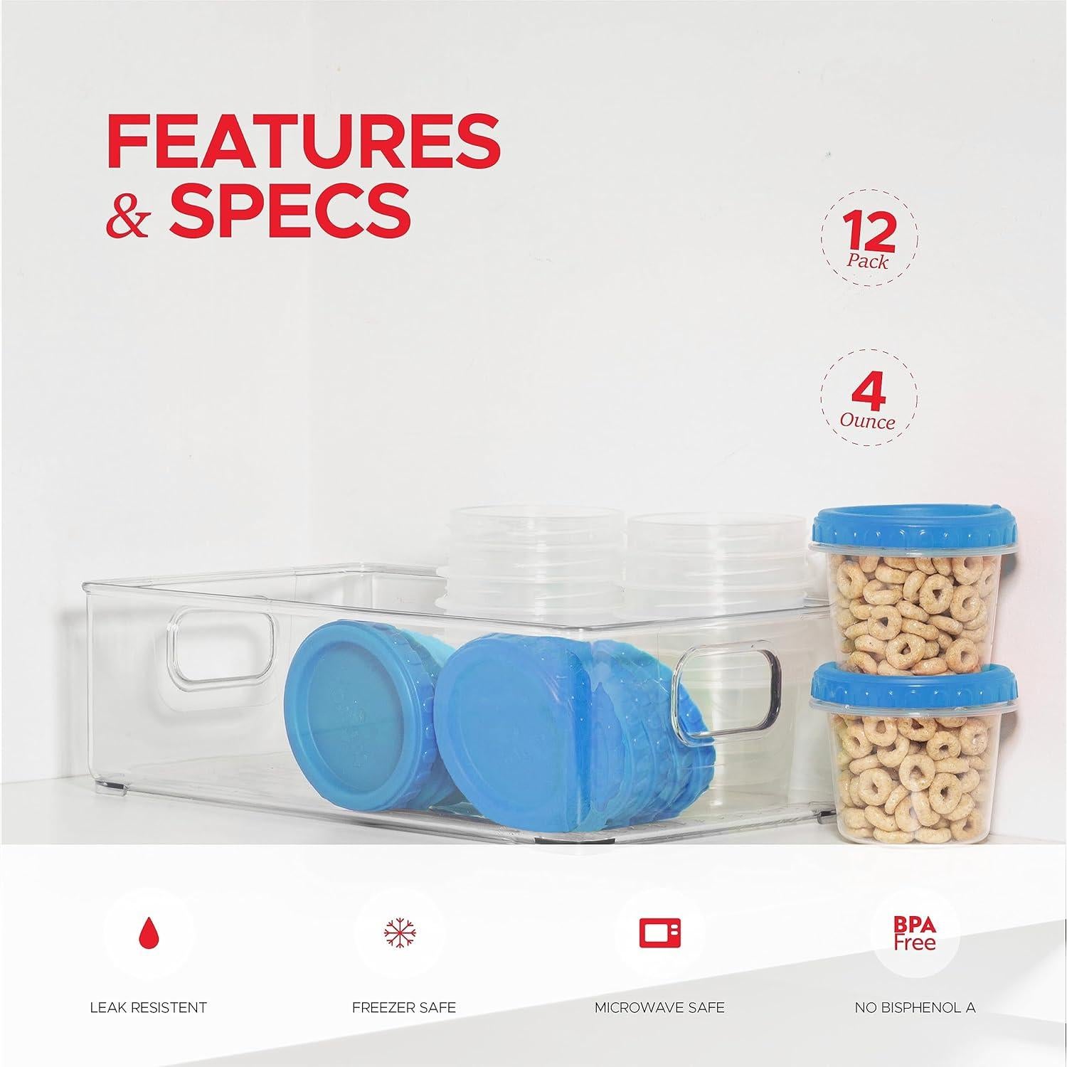 Contenedores Pequeños Tafura 12 Piezas 118ml con Tapas