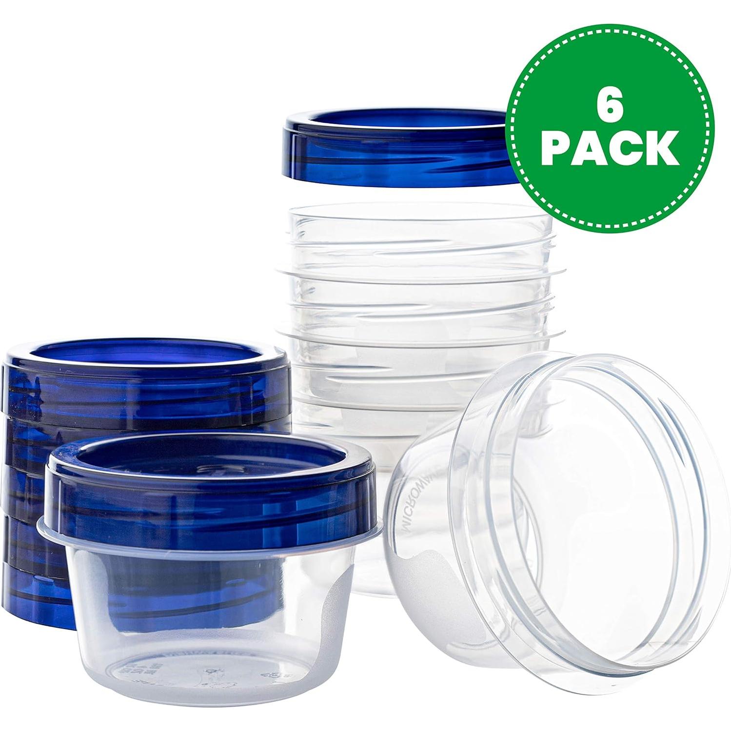 Contenedores Deli Plasticpro 113ml con Tapa Azul - 6 Piezas