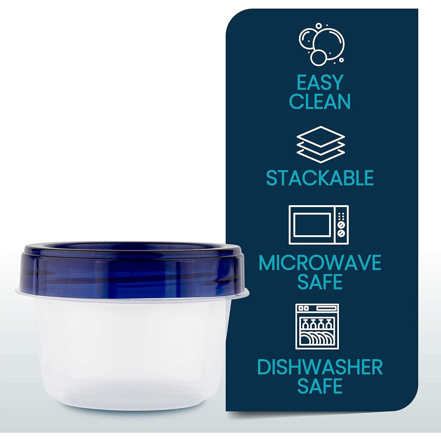 Contenedores Deli Plasticpro 113ml con Tapa Azul - 6 Piezas