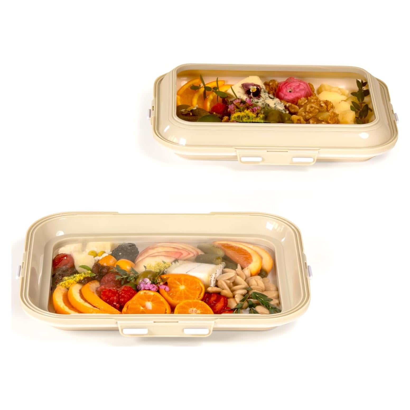Bandeja de Snack Crudités Rectangular 2 Piezas 3L Blanco Crema